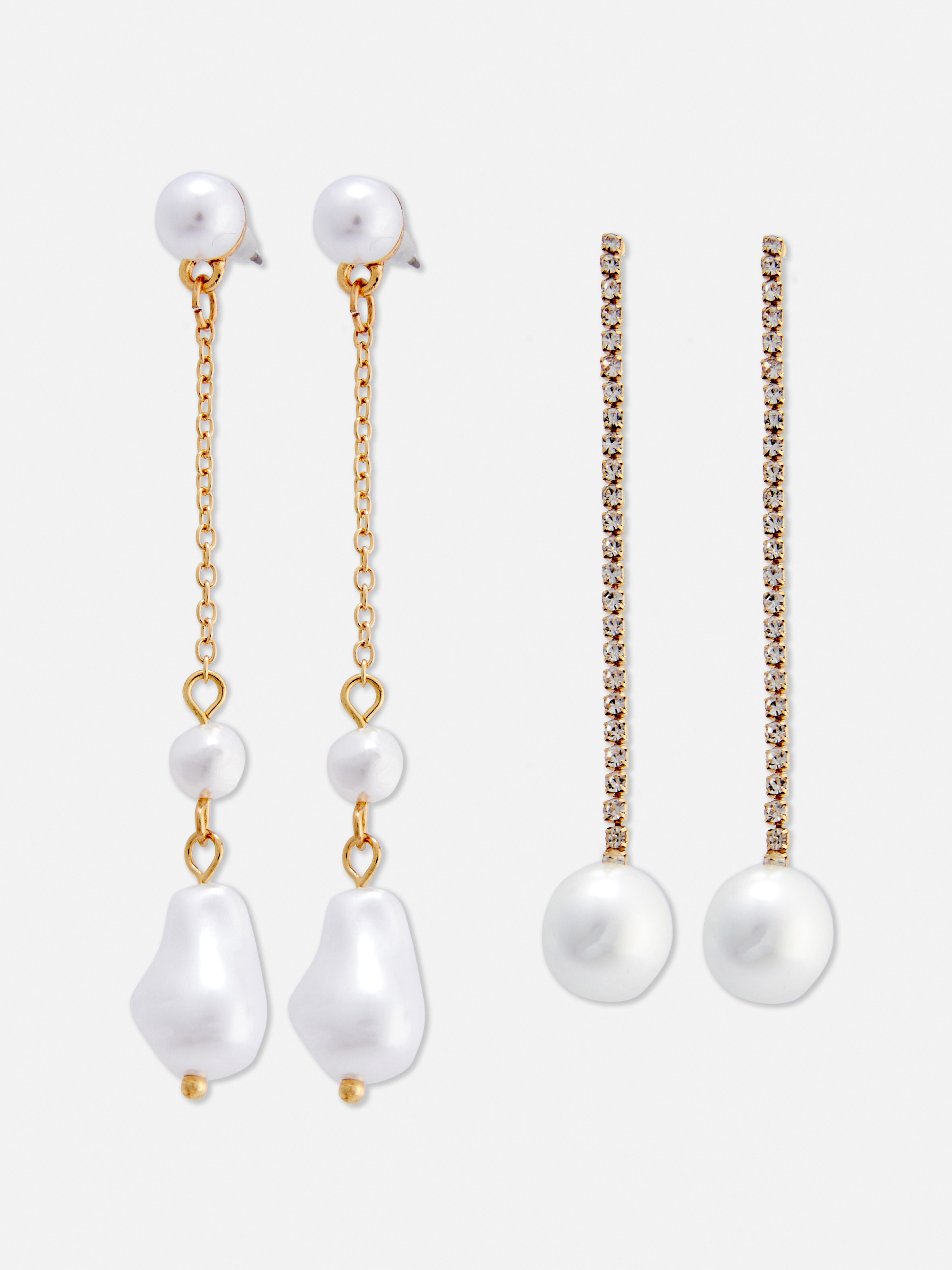 2pk Faux Pearl Duster Earrings