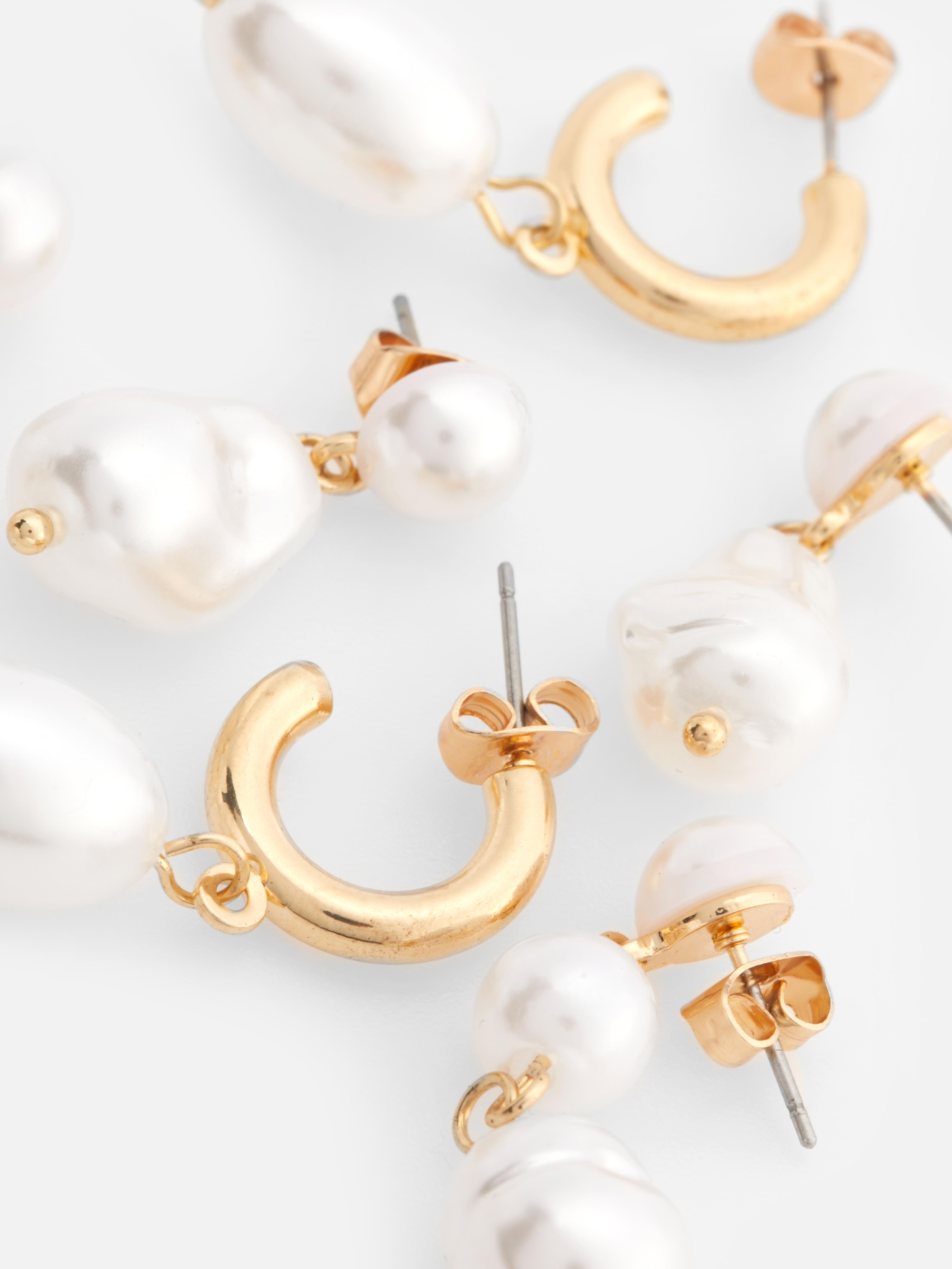 3pk Pearl Drop Earrings