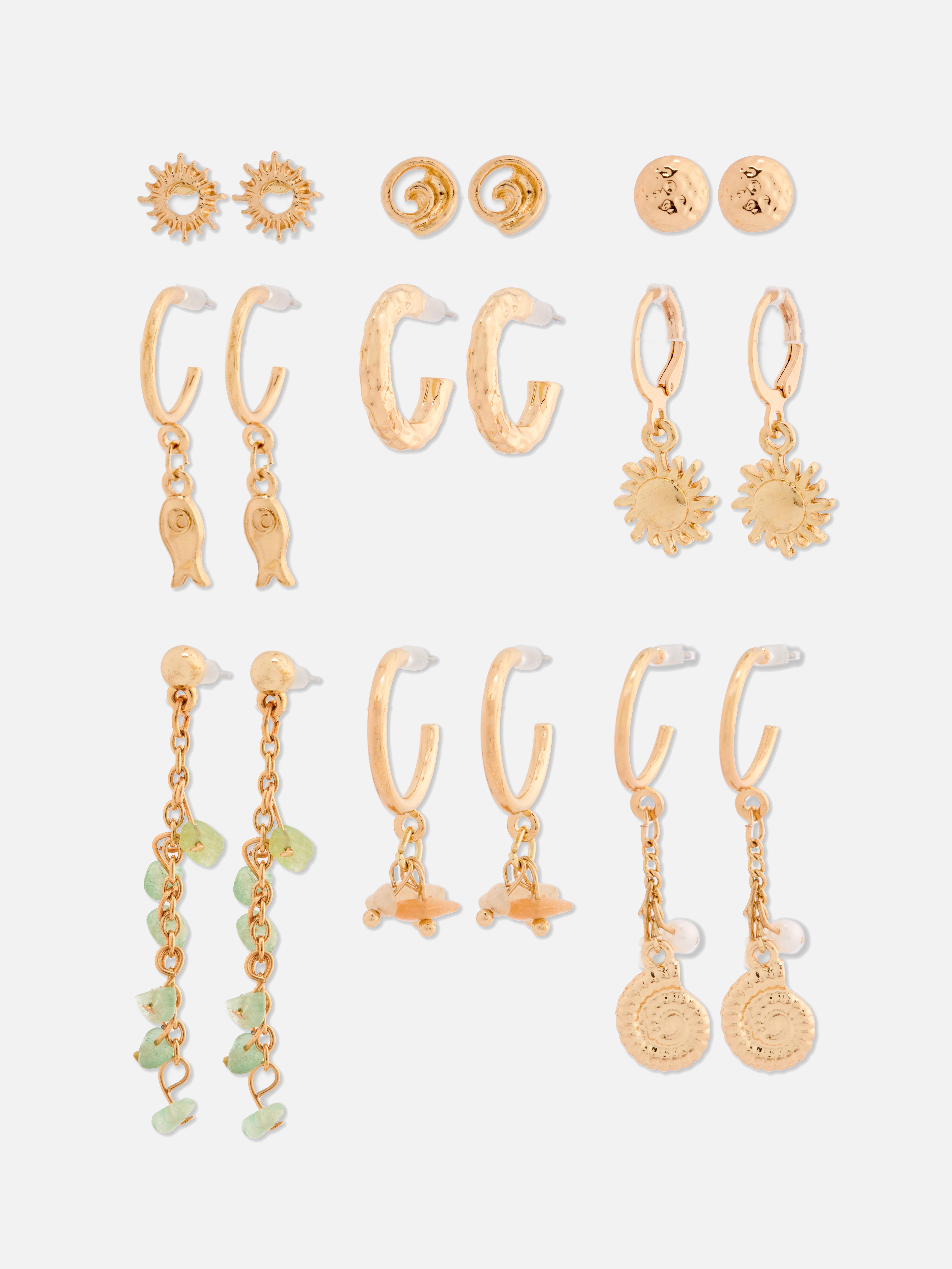 9pk Stud And Duster Earring Set