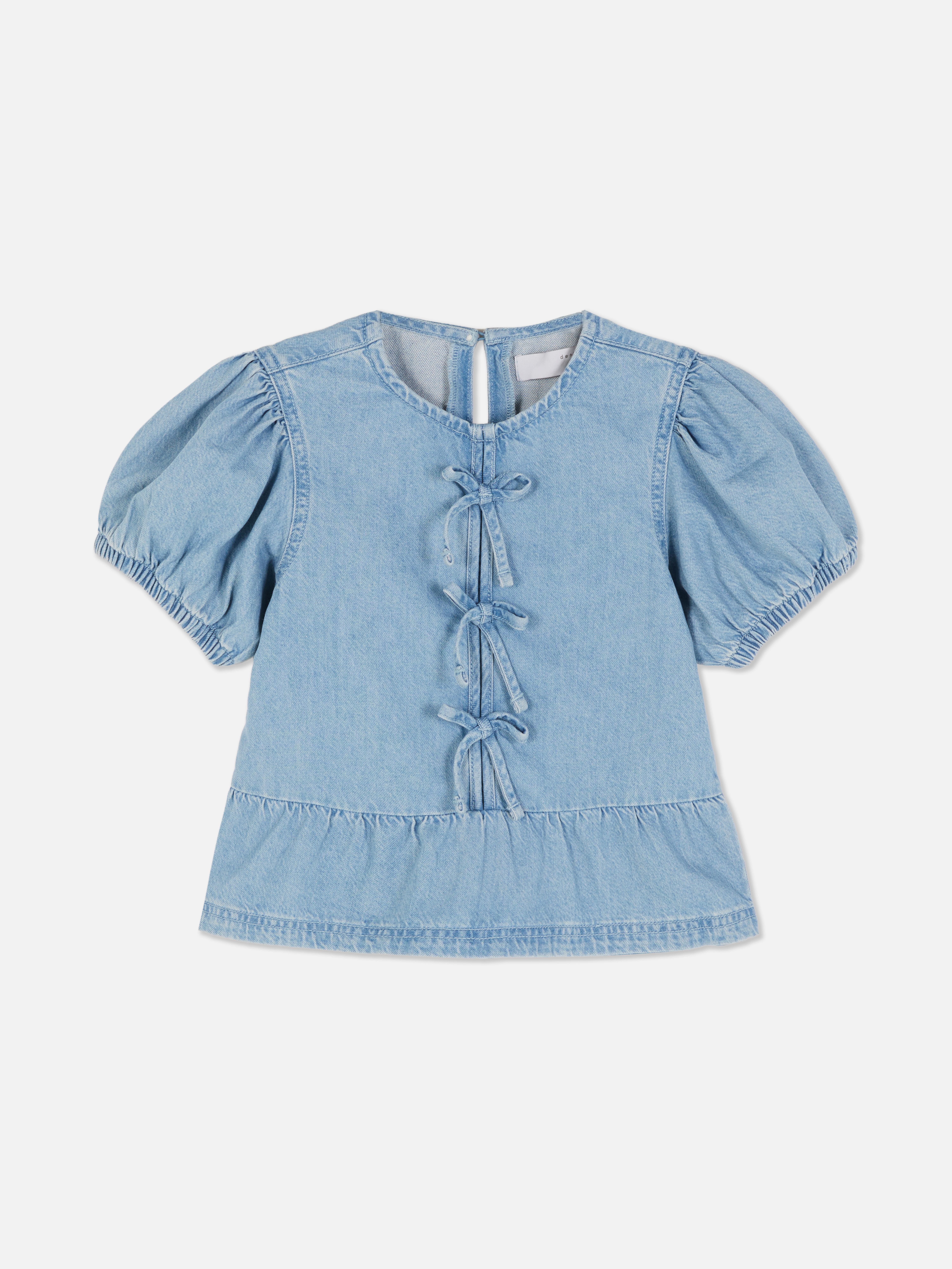 Denim Puff Sleeve Blouse