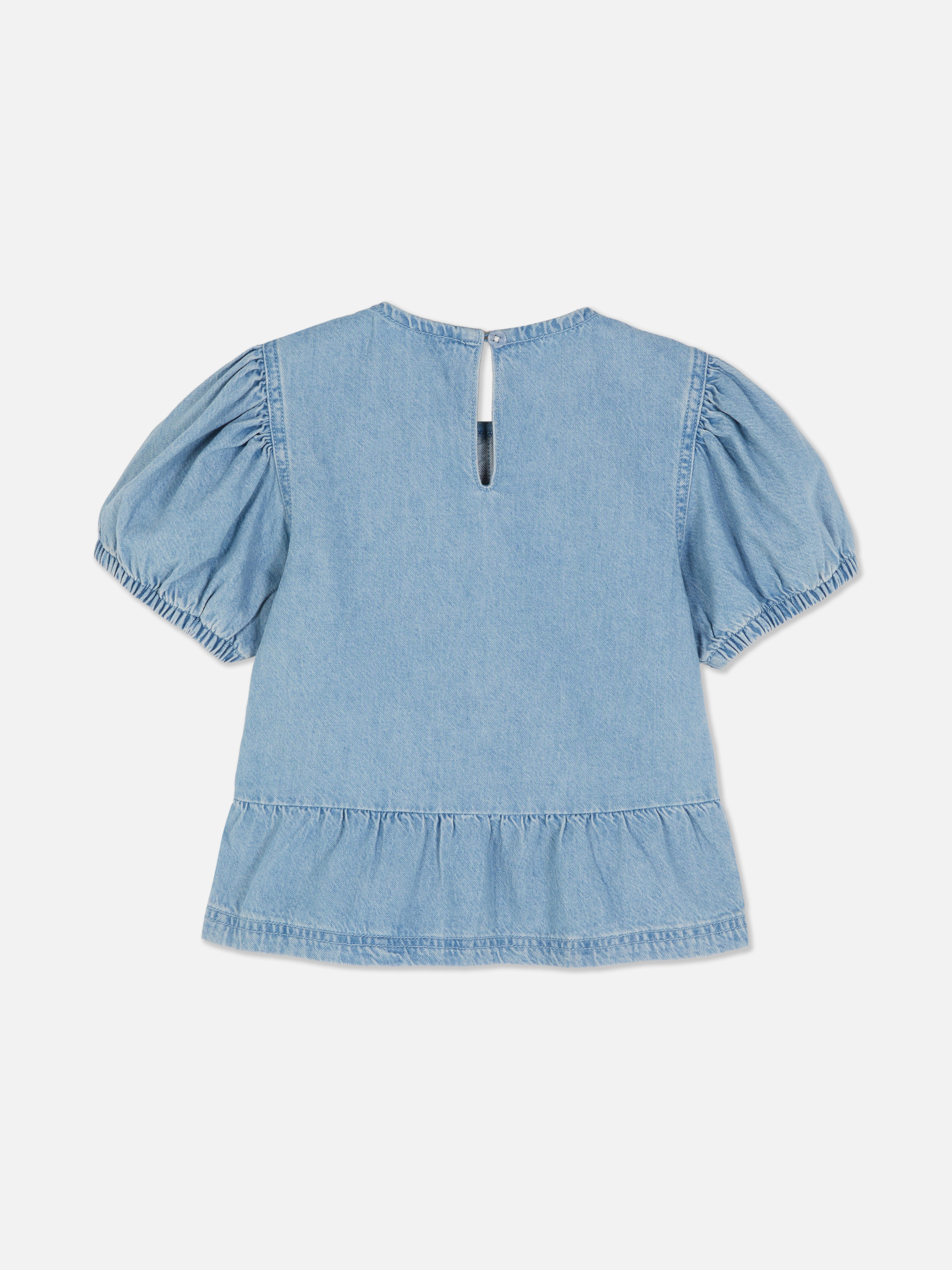 Denim Puff Sleeve Blouse