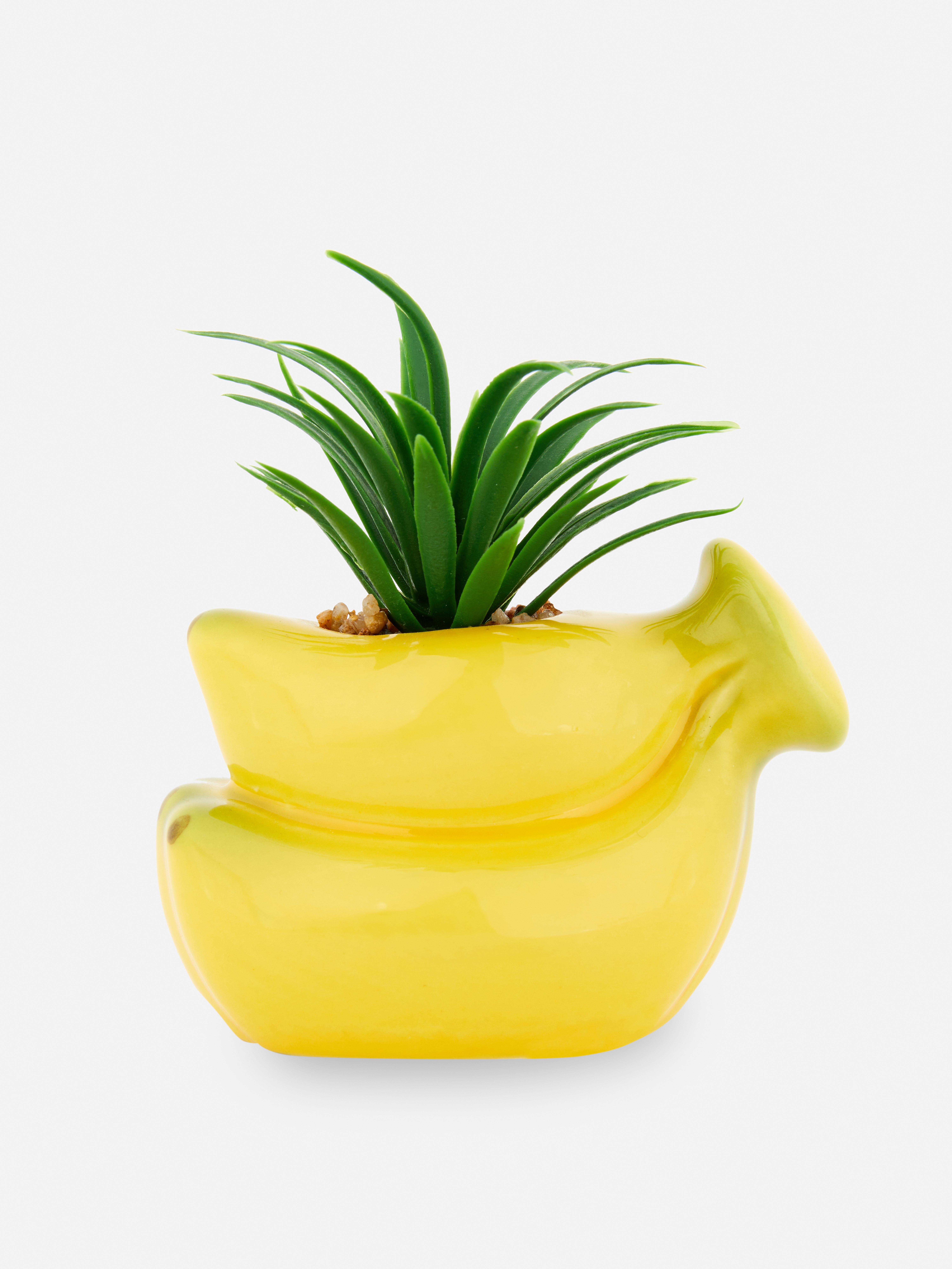 Pianta grassa artificiale in vaso a forma di banana