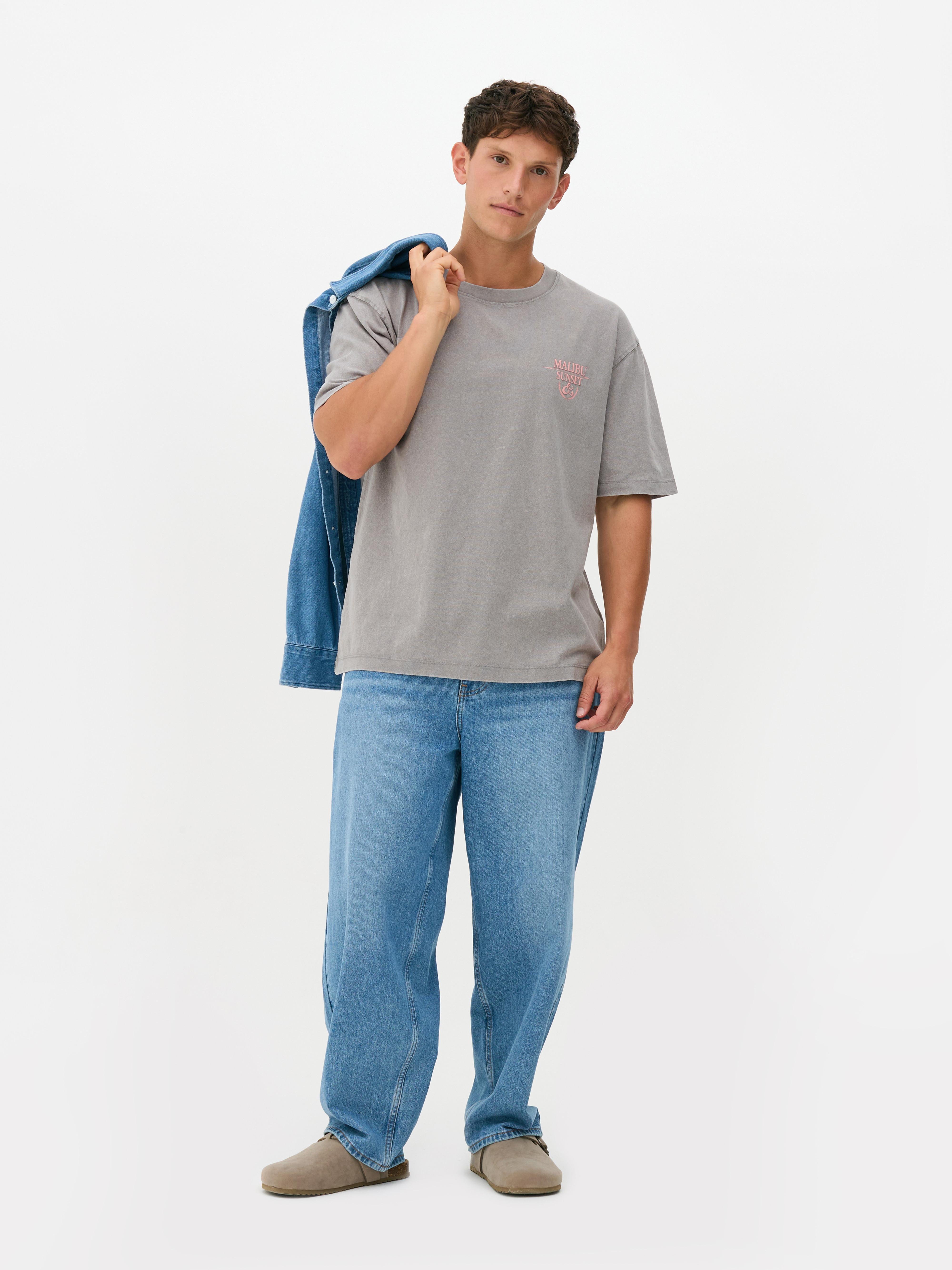 Men's Gray Washed Short Sleeve T-Shirt | Primark