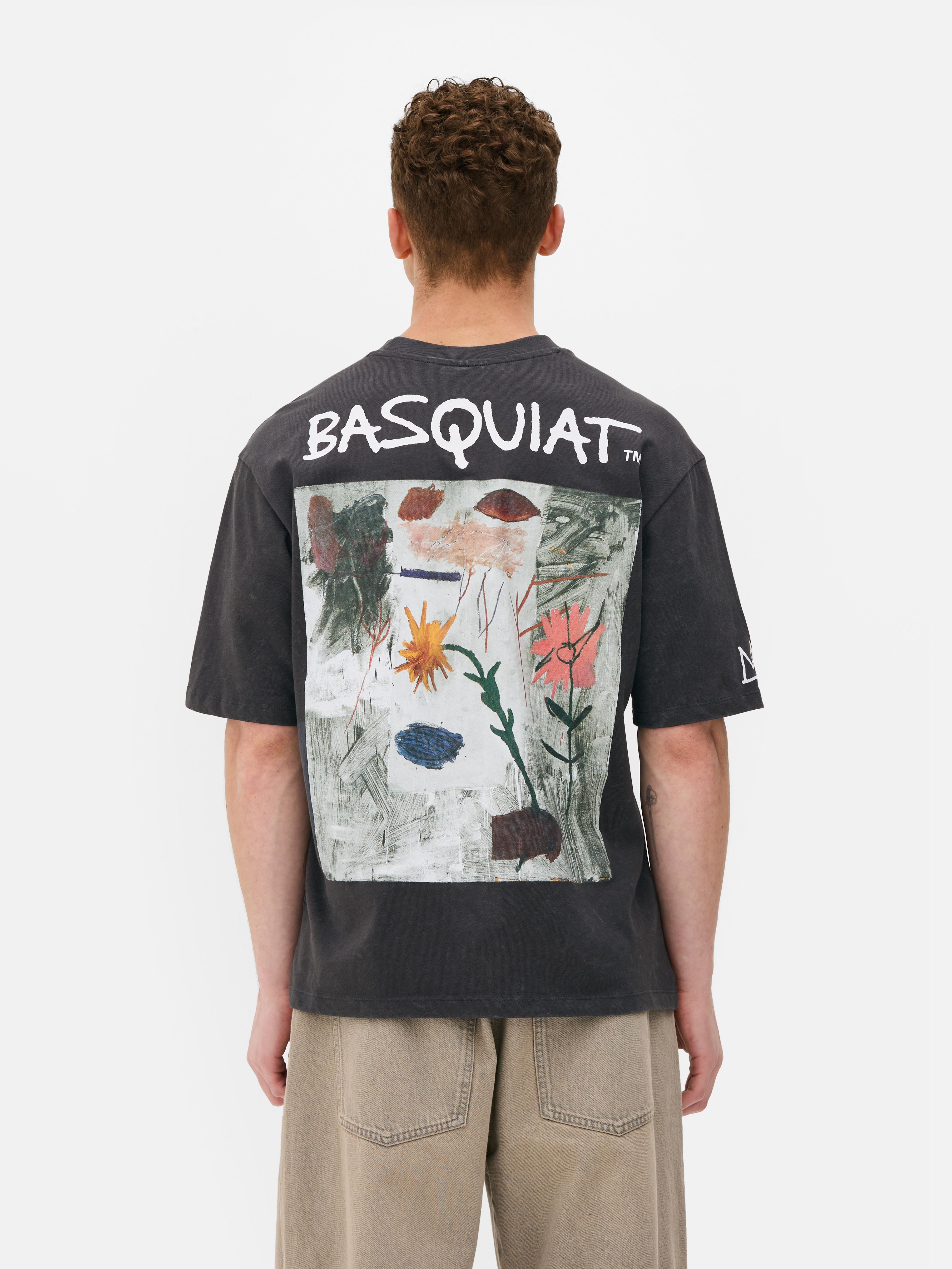 Basquiat virágmintás, koptatott hatású póló