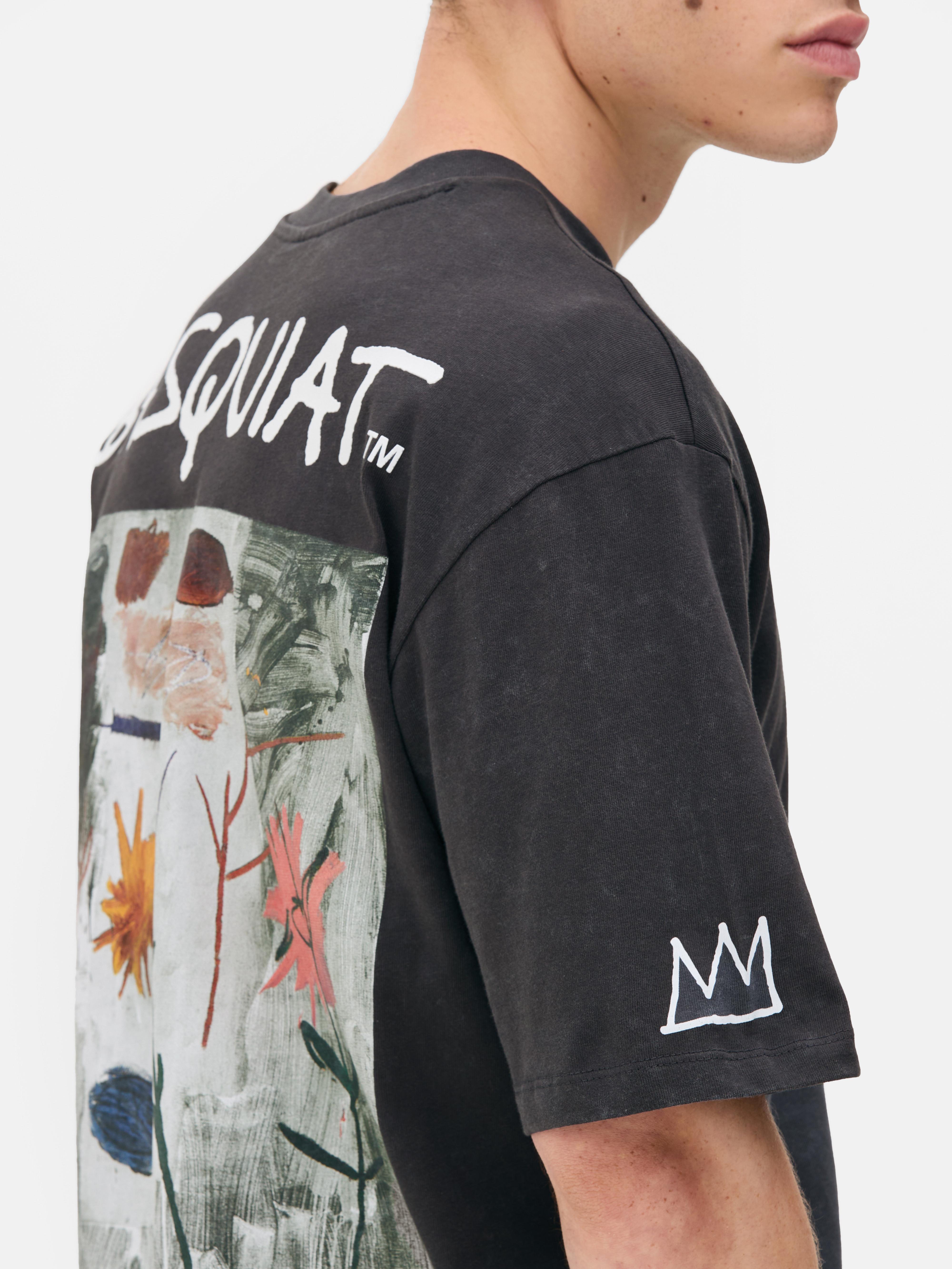 Basquiat virágmintás, koptatott hatású póló