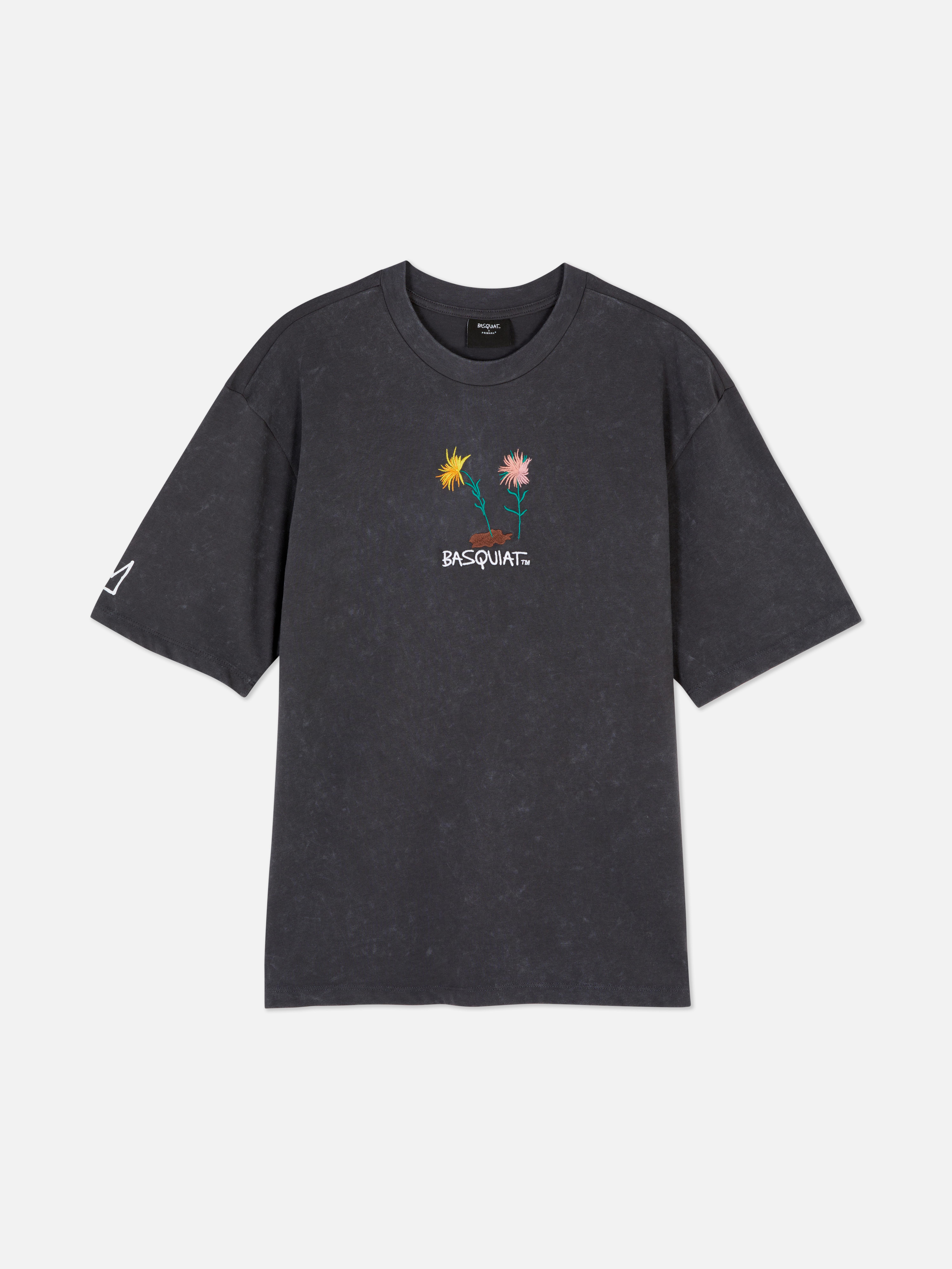 Basquiat virágmintás, koptatott hatású póló