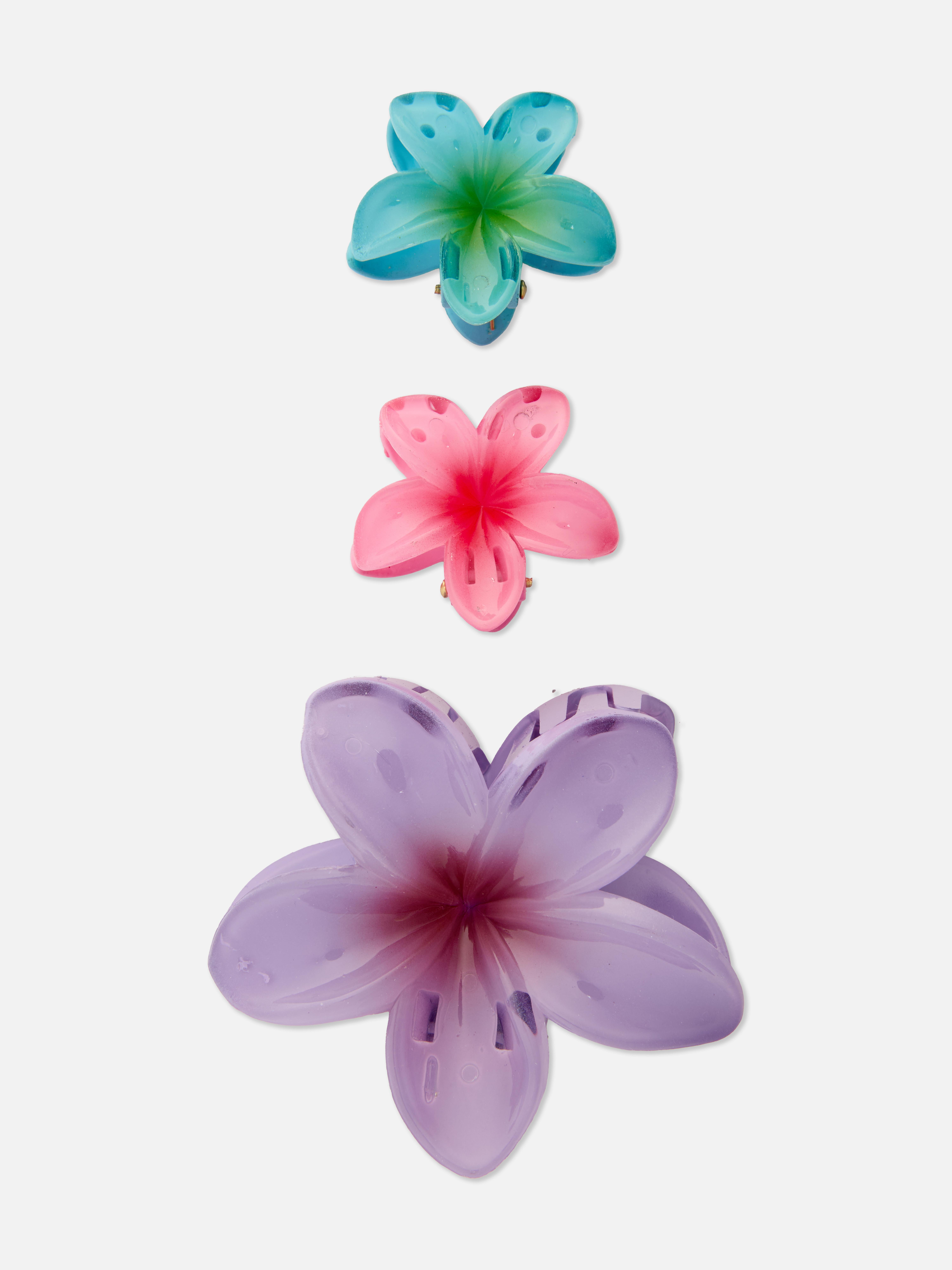 Pack de 3 pinzas para el pelo con flores de hibisco