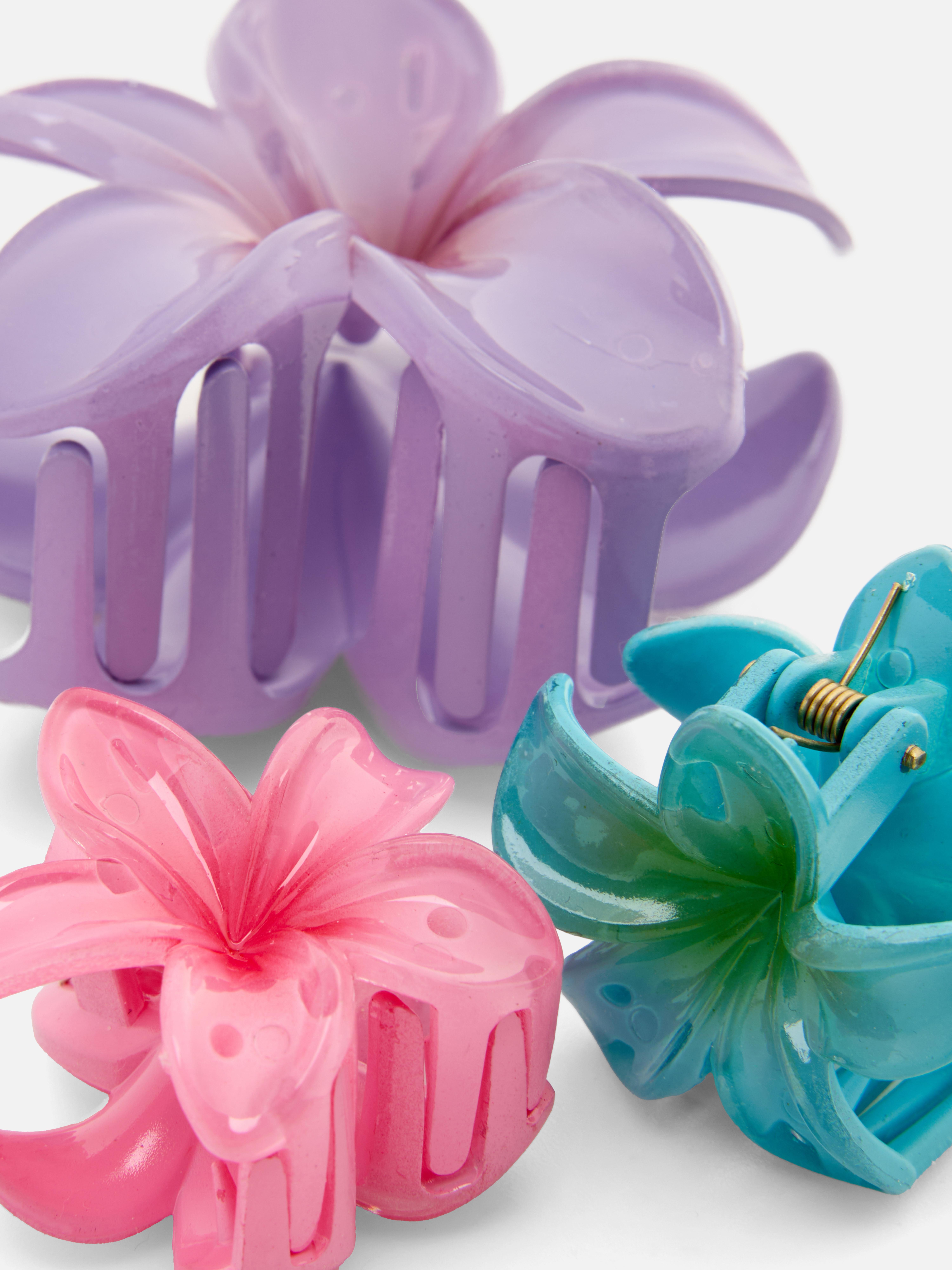 Pack de 3 pinzas para el pelo con flores de hibisco