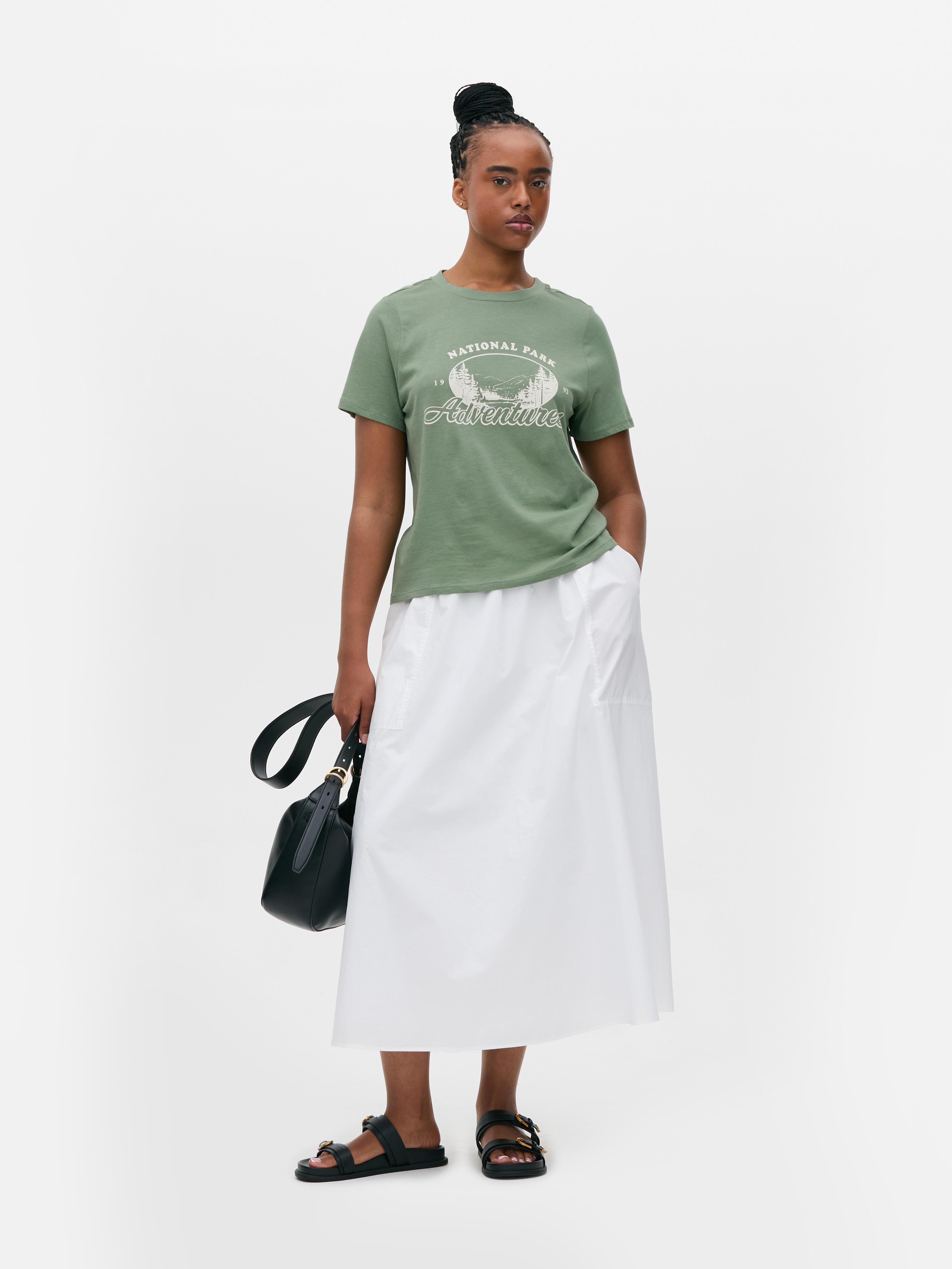 Tricou cu imprimeu și mânecă scurtă Verde