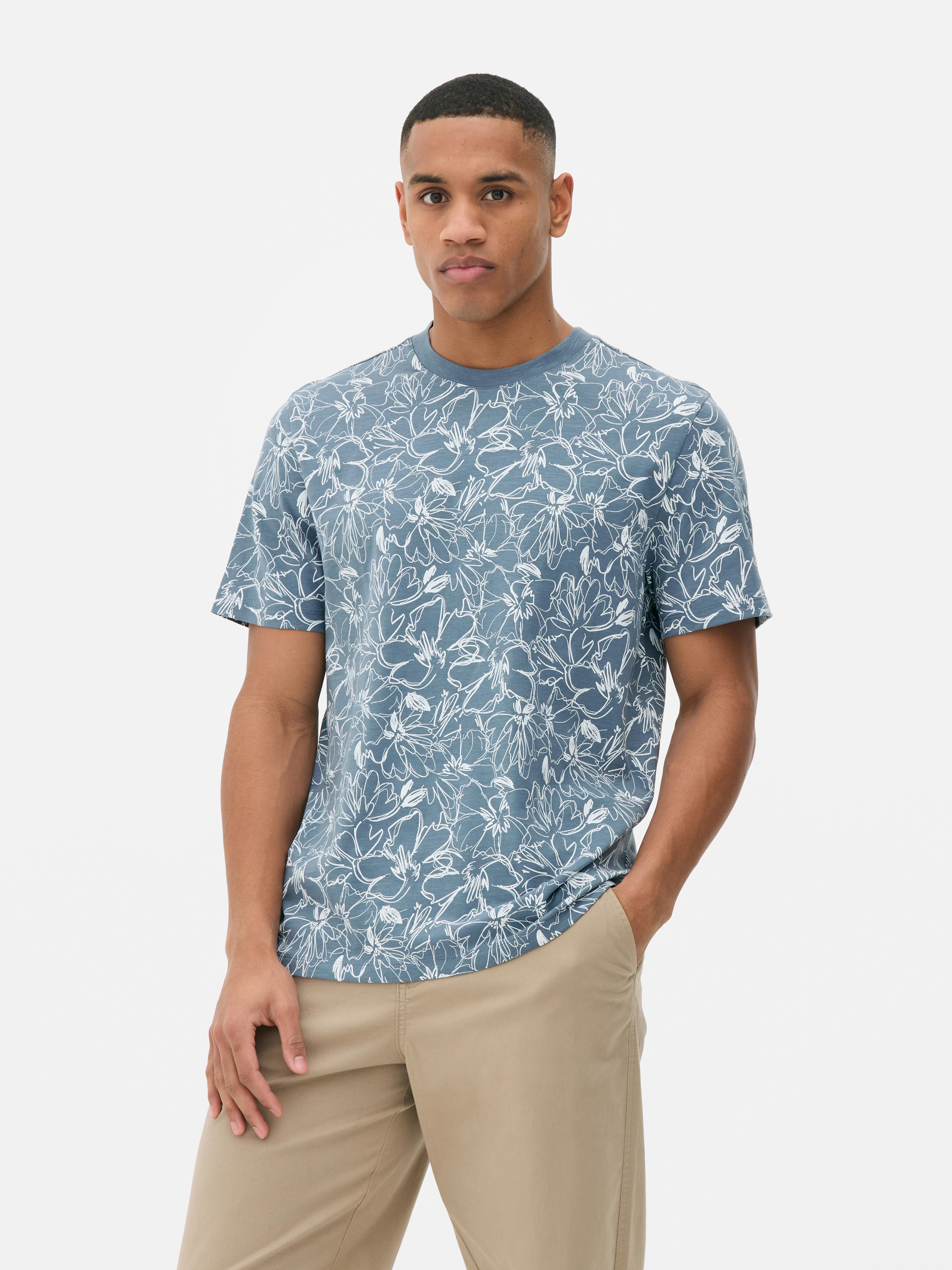 T-shirt à manches courtes et esquisse florale