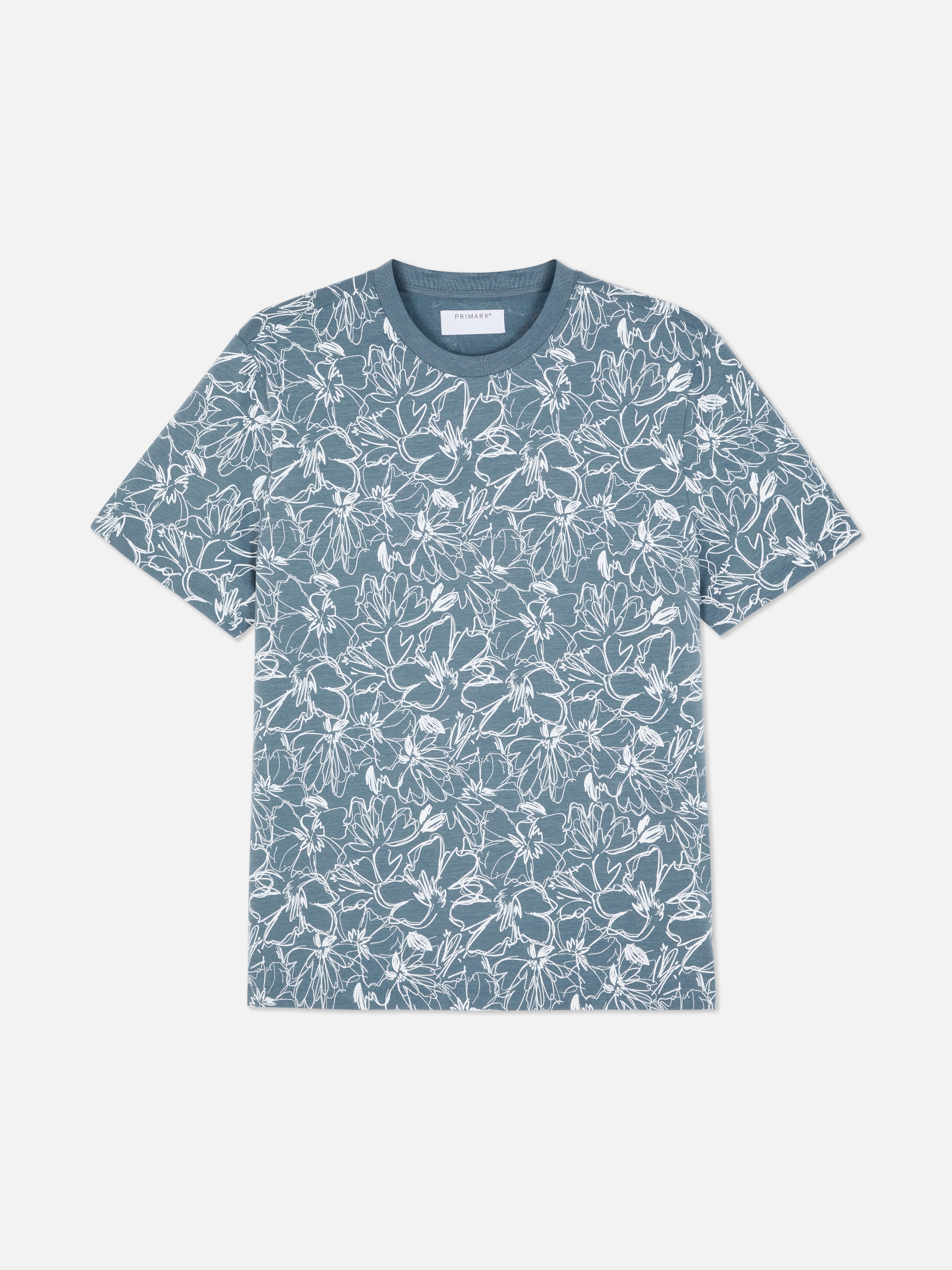 T-shirt à manches courtes et esquisse florale