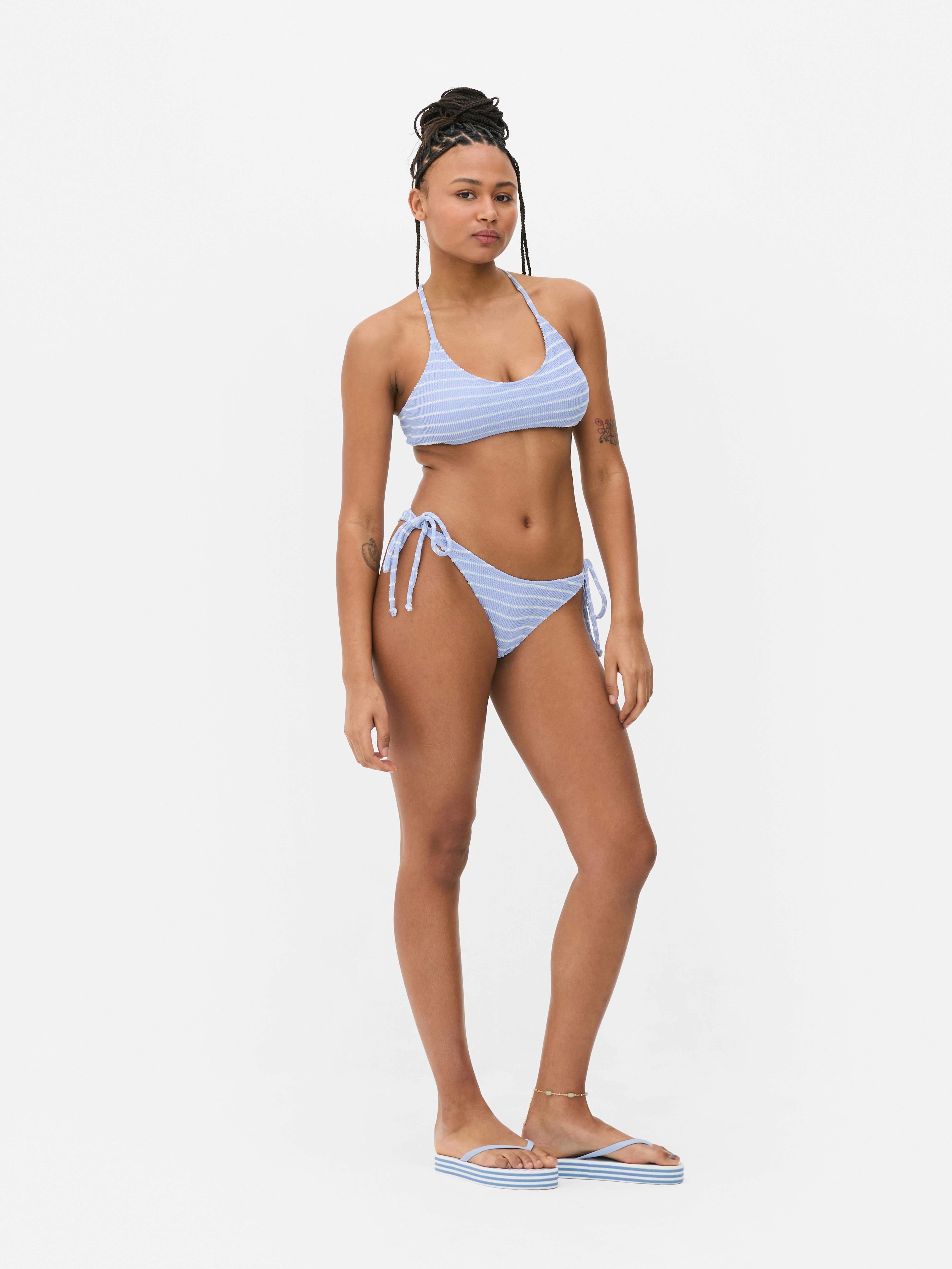 Crinkle Stripe Bikini Top