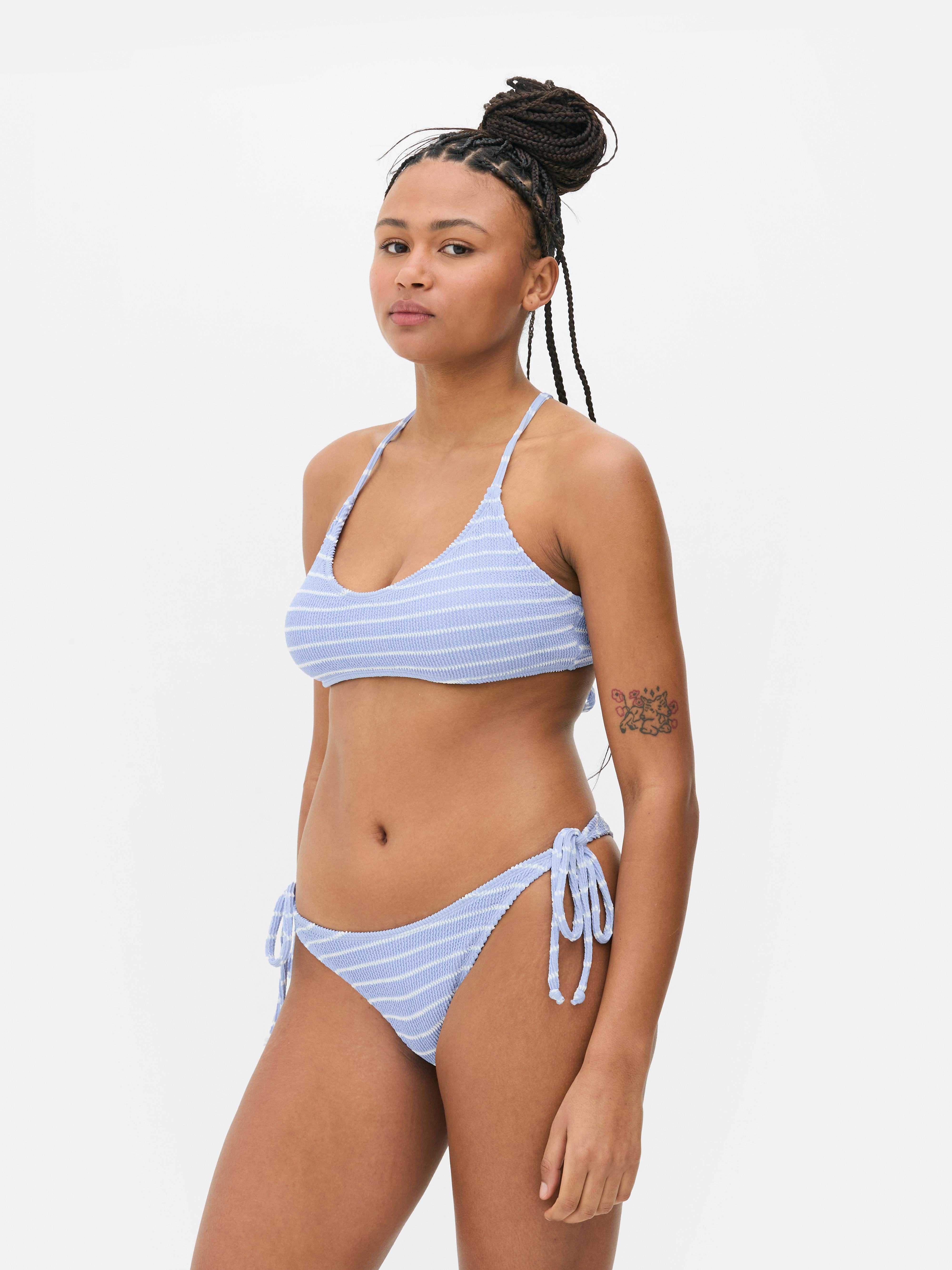 Crinkle Stripe Bikini Top