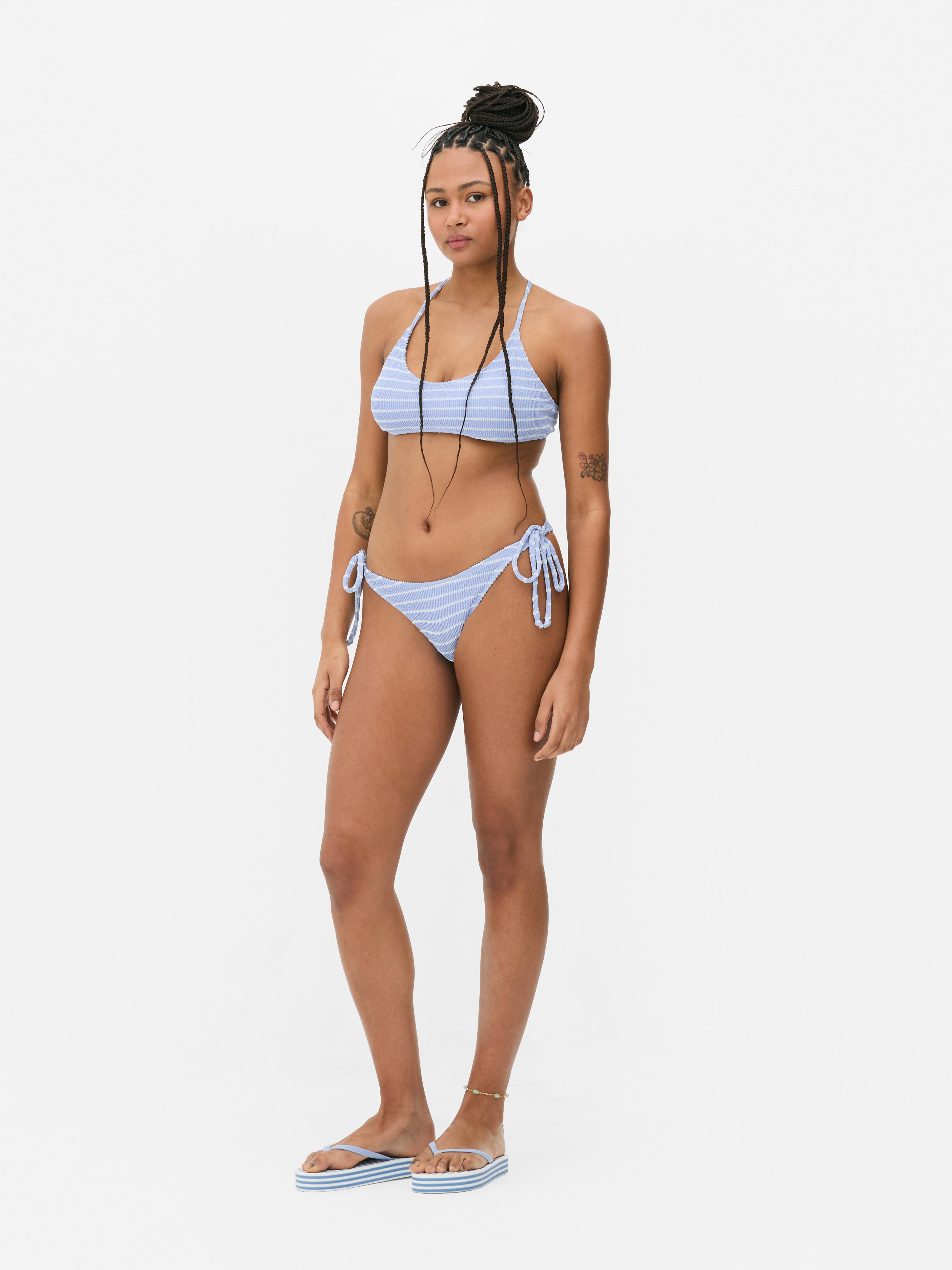 Crinkle Stripe Bikini Briefs
