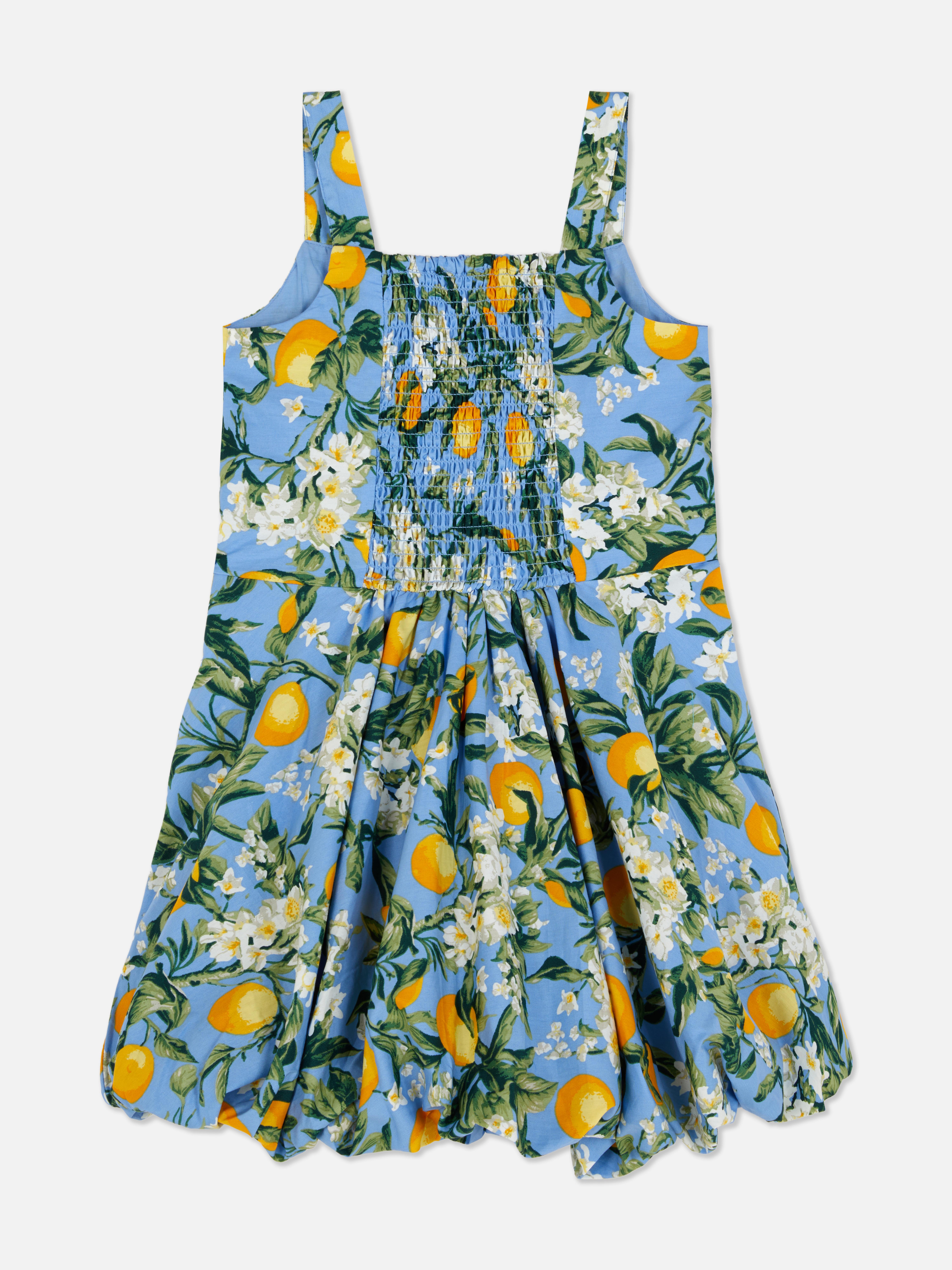 Lemon Print Bubble Hem Dress