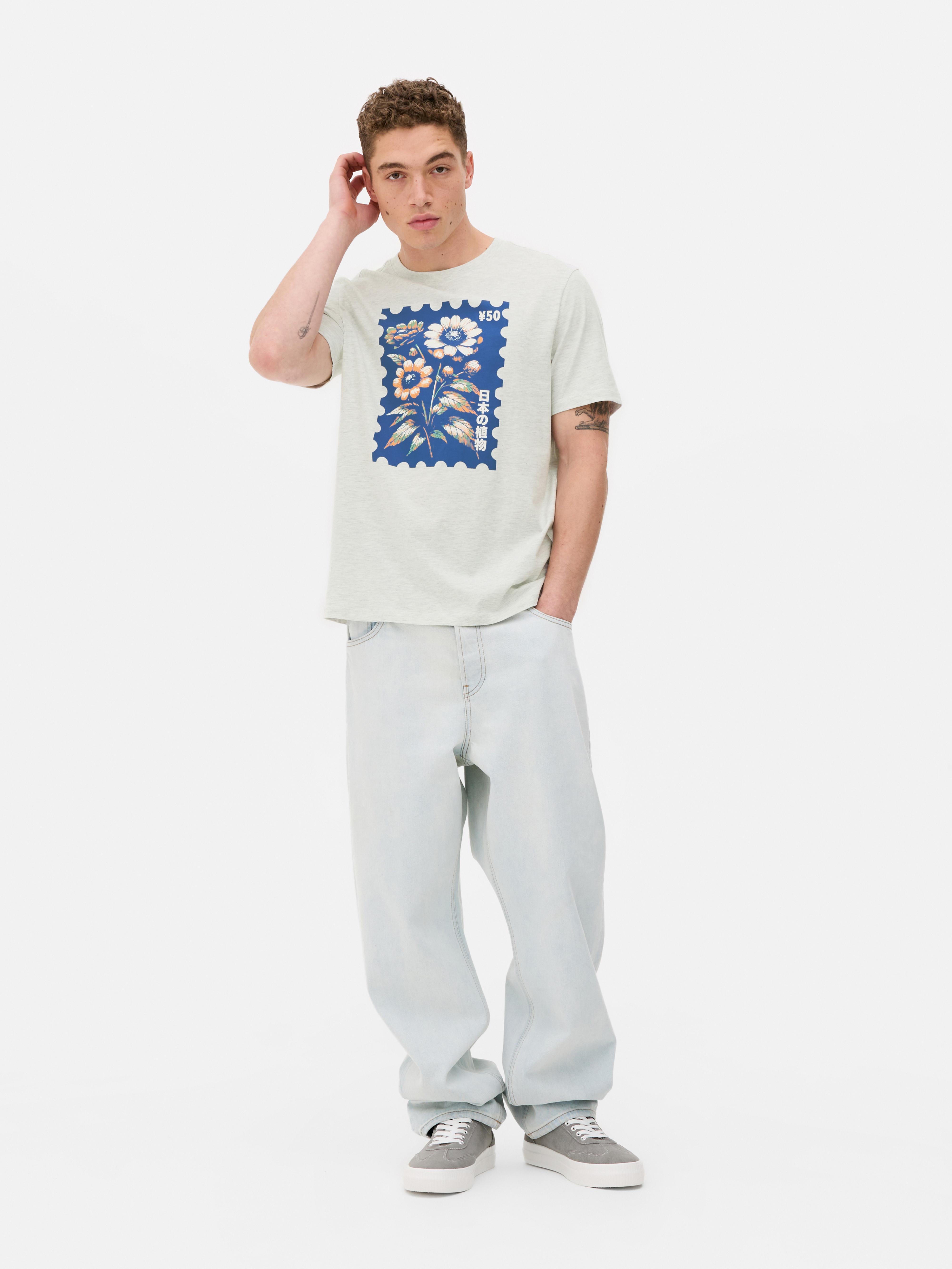 Camiseta con estampado de sello floral