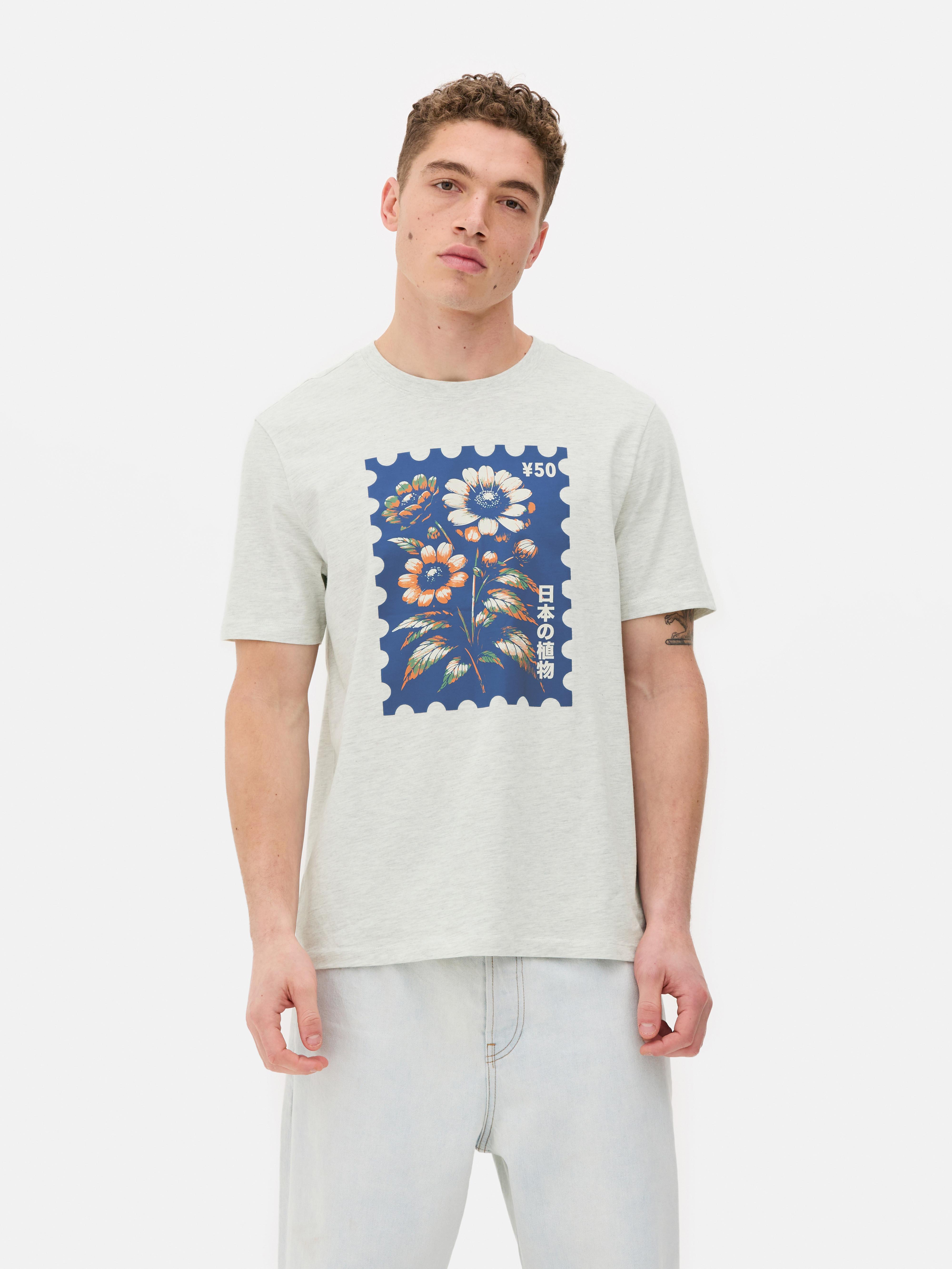 Camiseta con estampado de sello floral