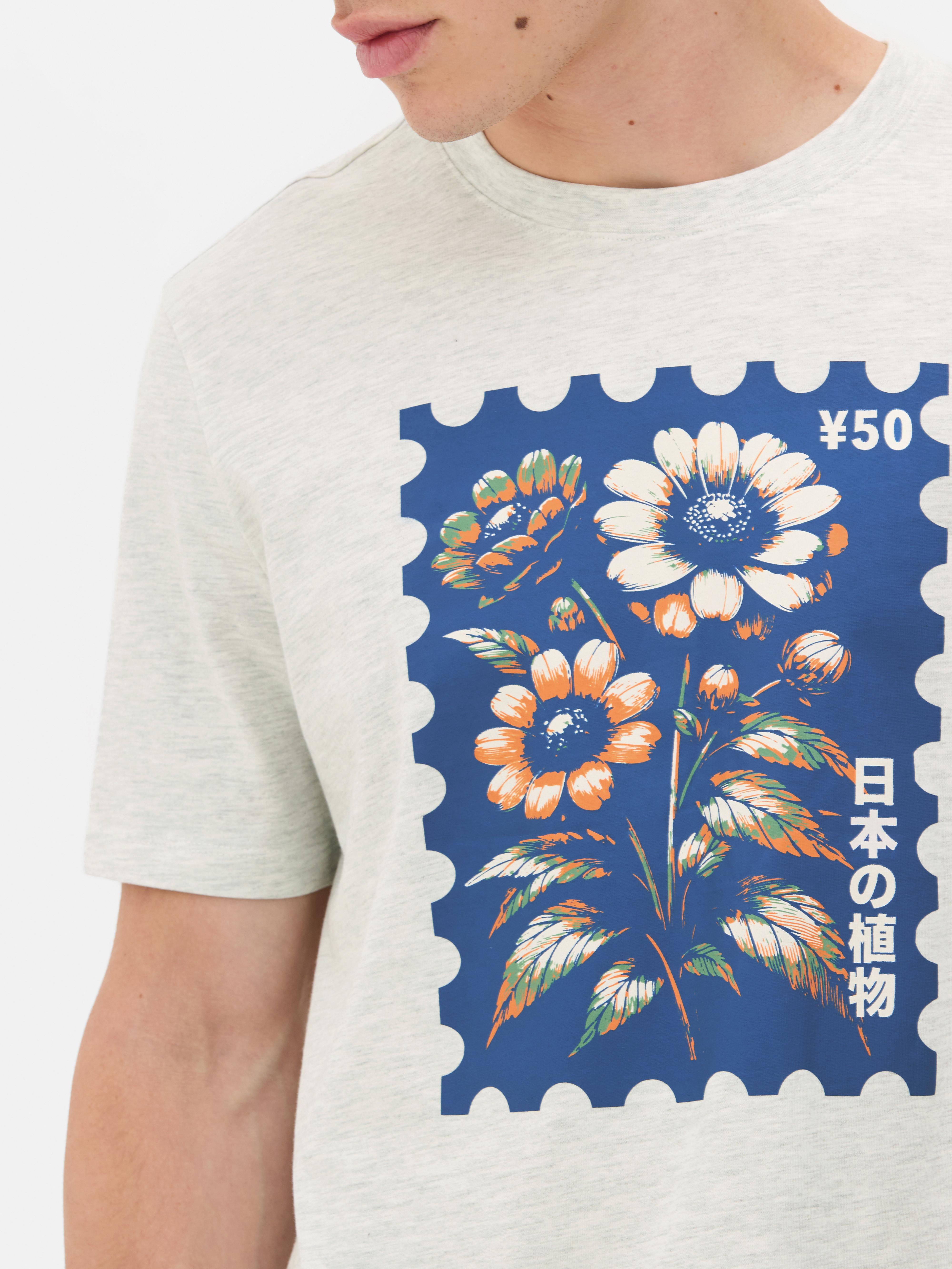 Camiseta con estampado de sello floral