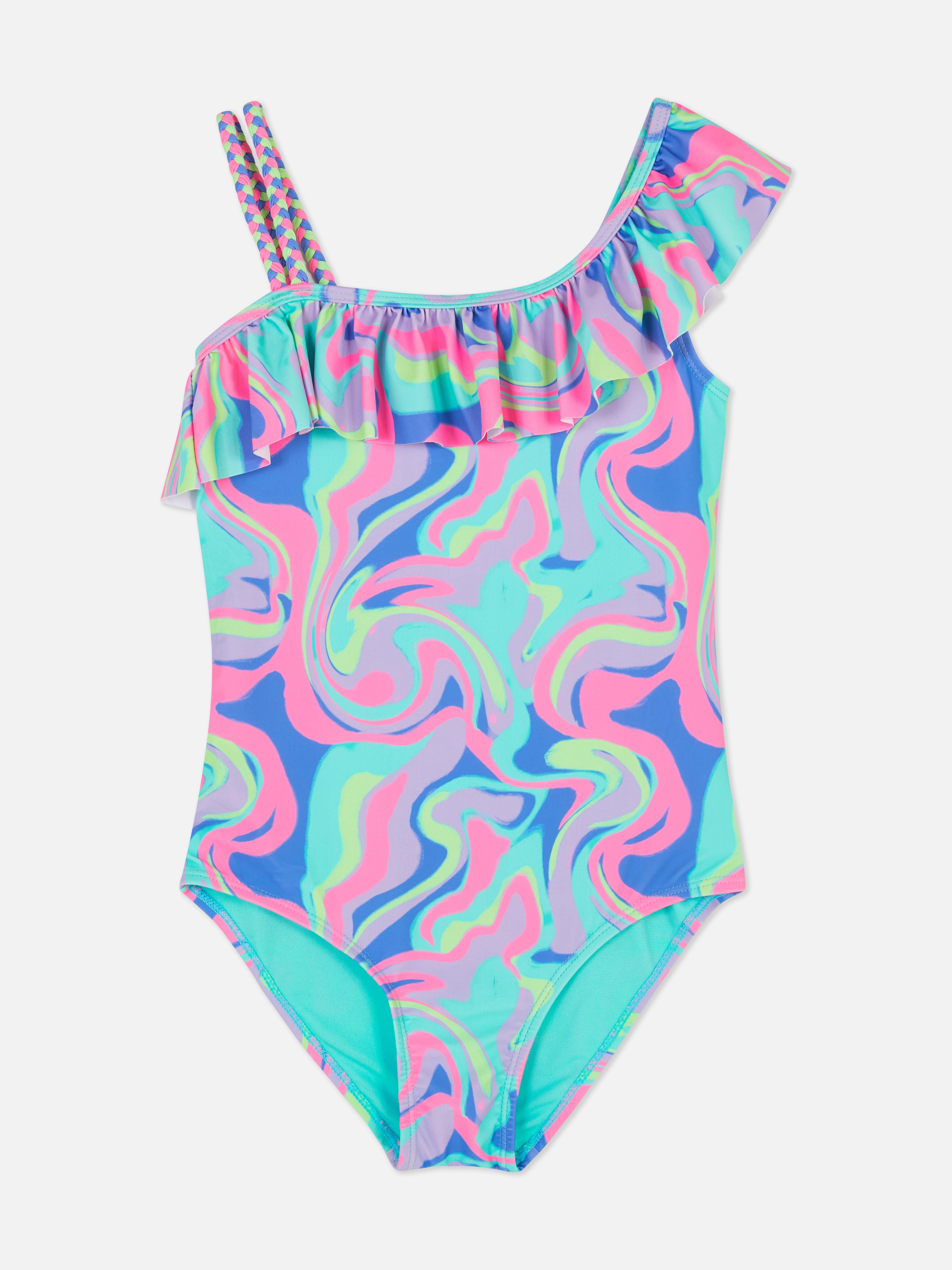 Costume da bagno tie-dye con volant