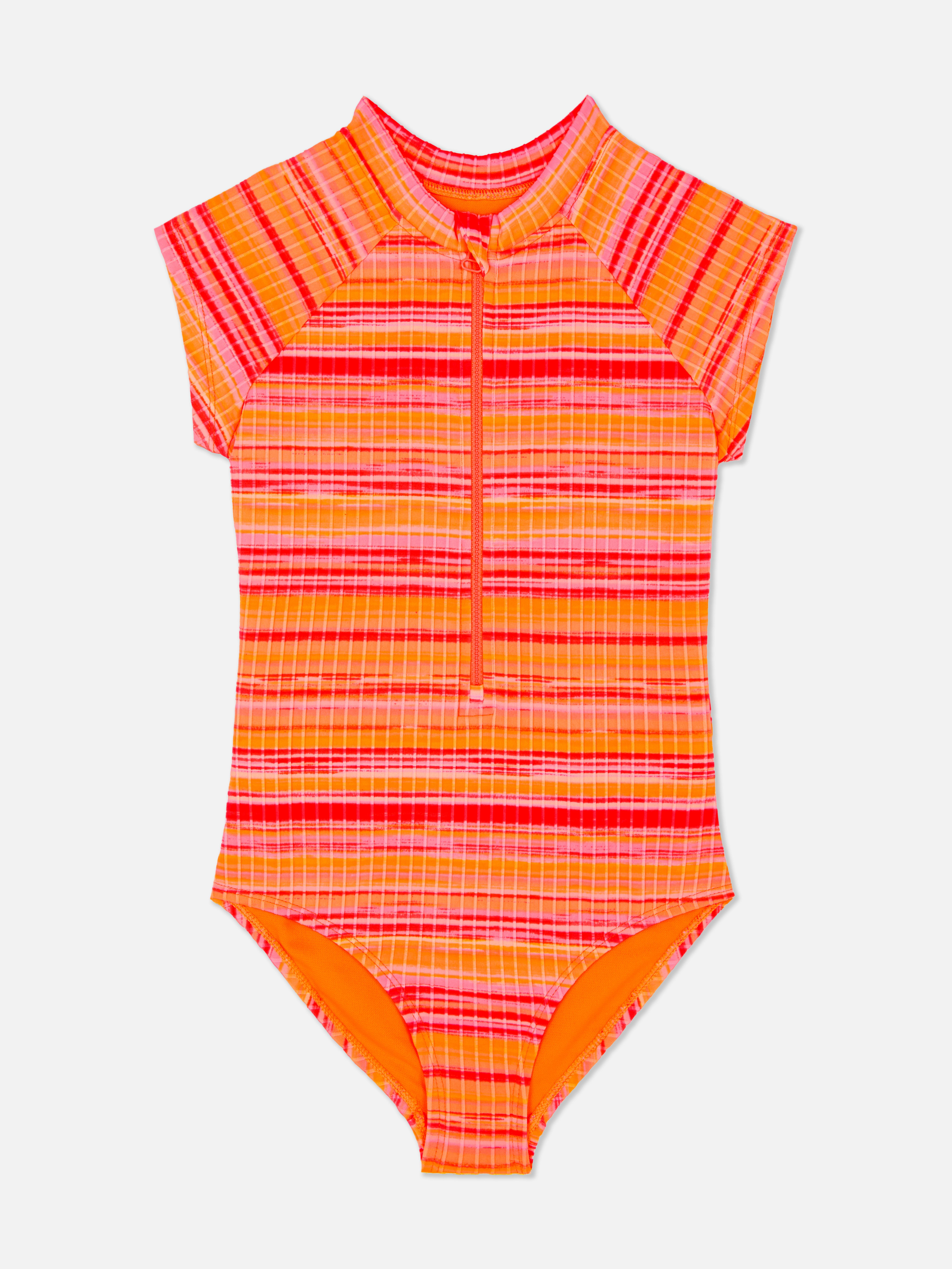 Stripe Zip-Up Swimsuit
