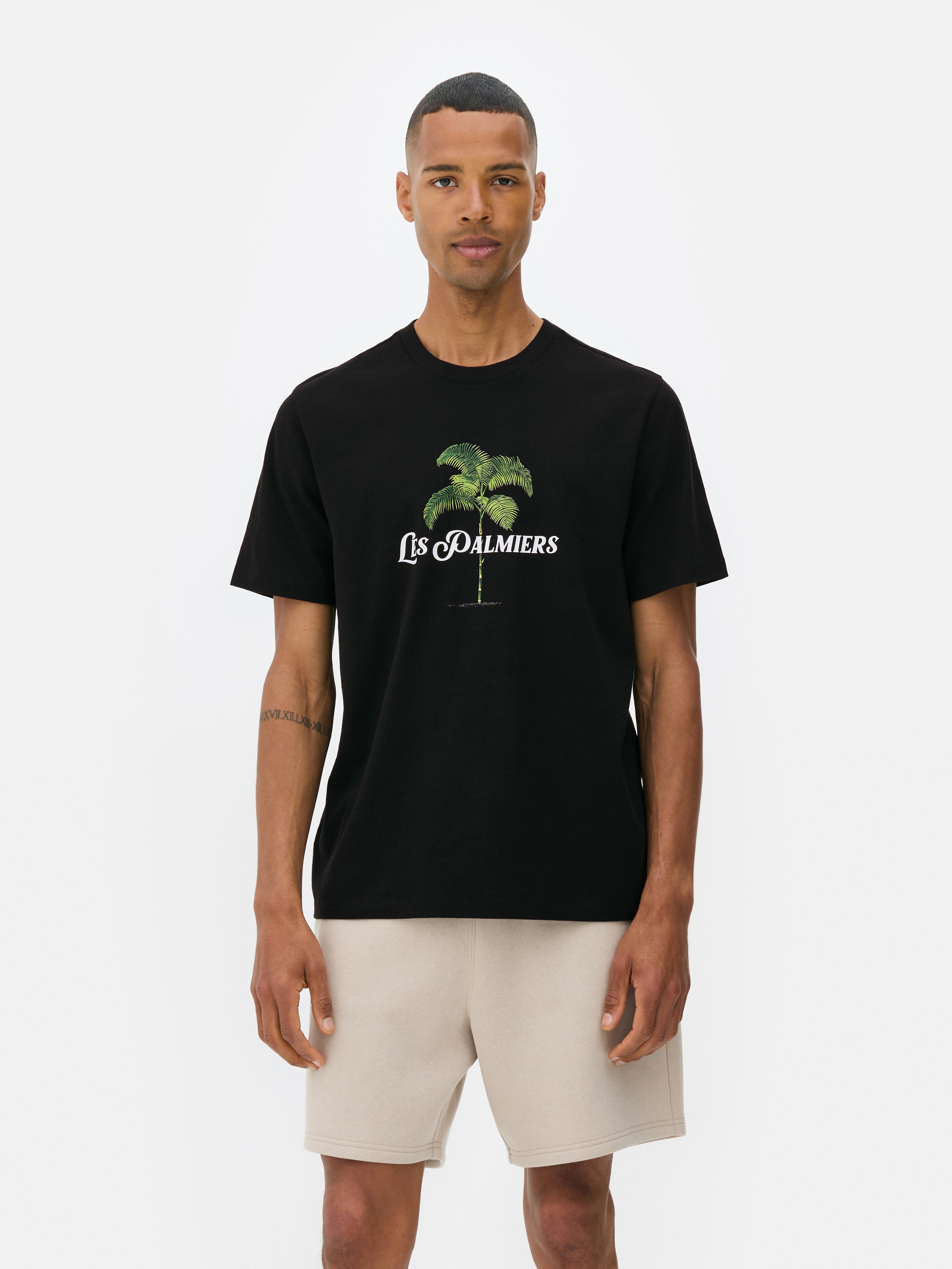 Tricou cu mânecă scurtă cu imprimeu palmieri