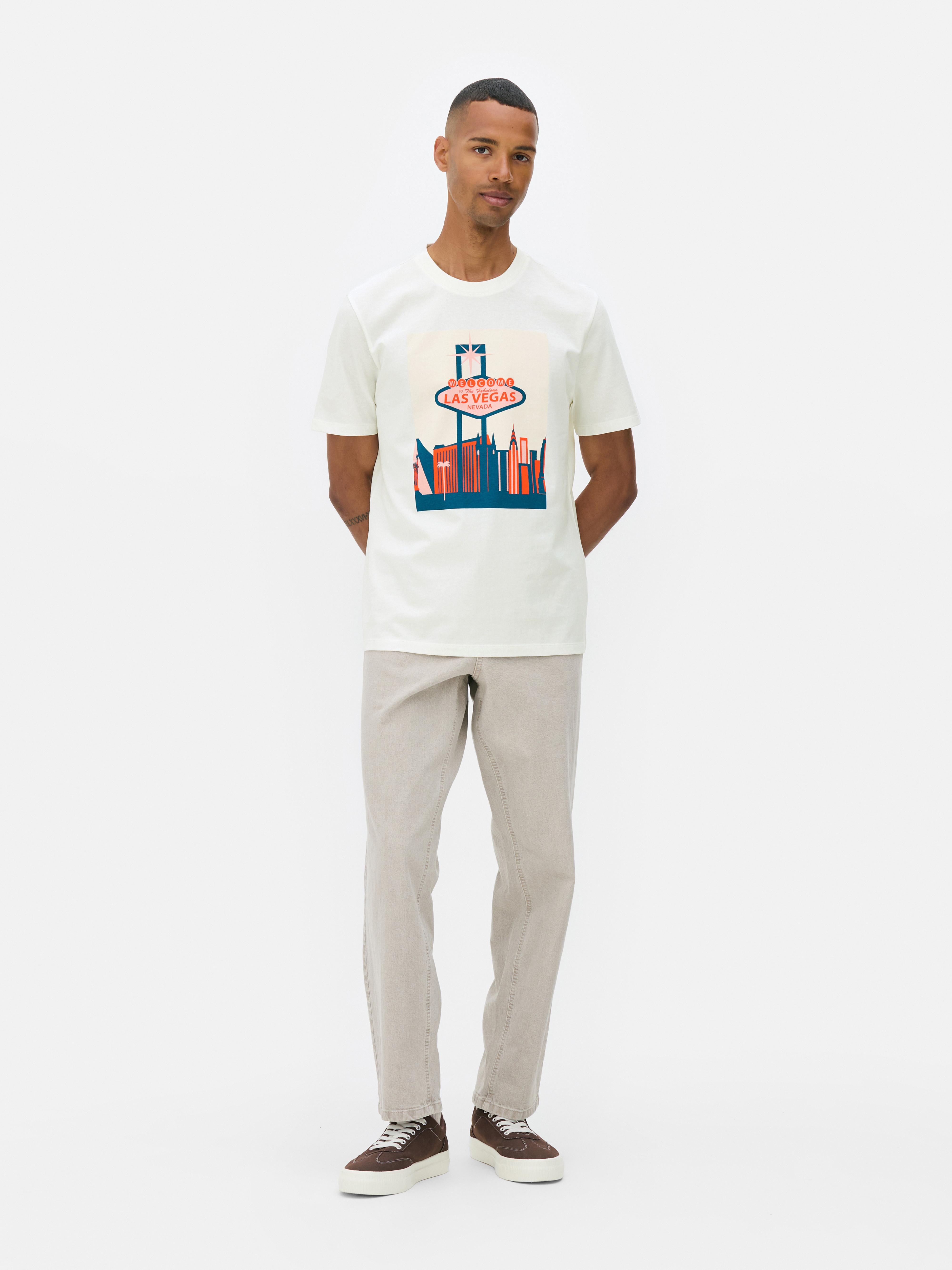 T-shirt met print van Las Vegas-bord