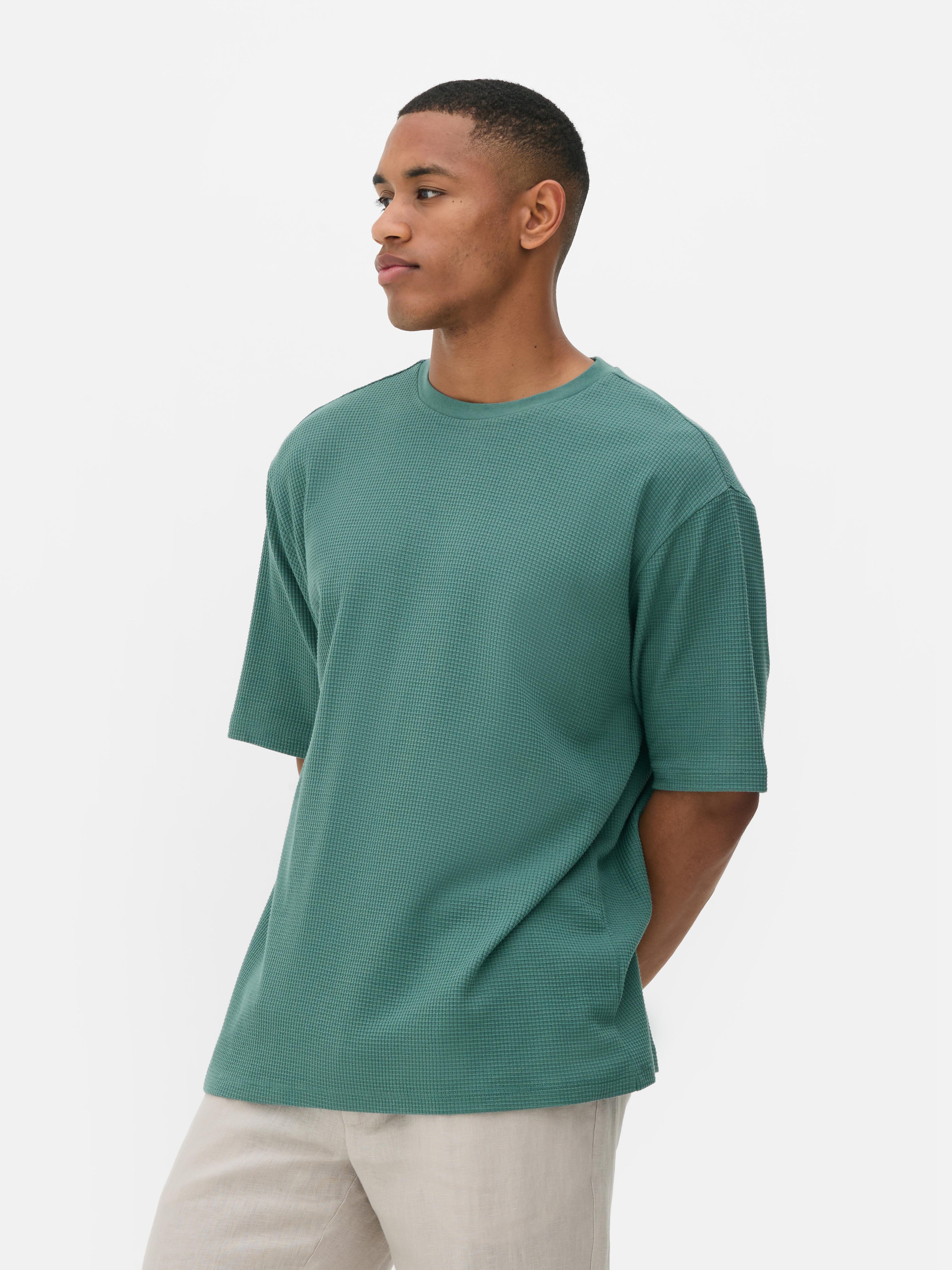 Men's Teal Waffle Texture T-Shirt | Primark