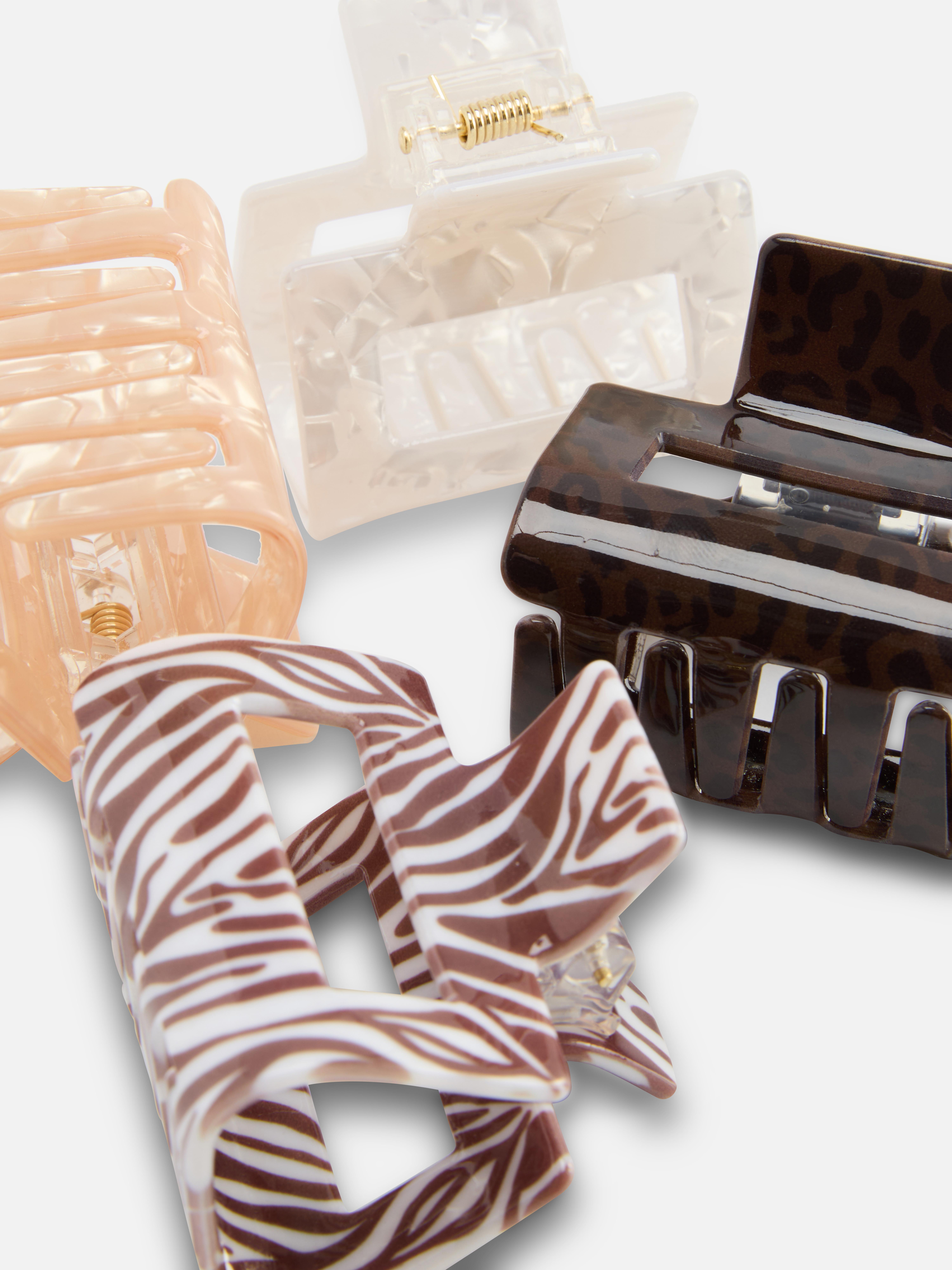 4pk Animal Print Bulldog Hair Claws