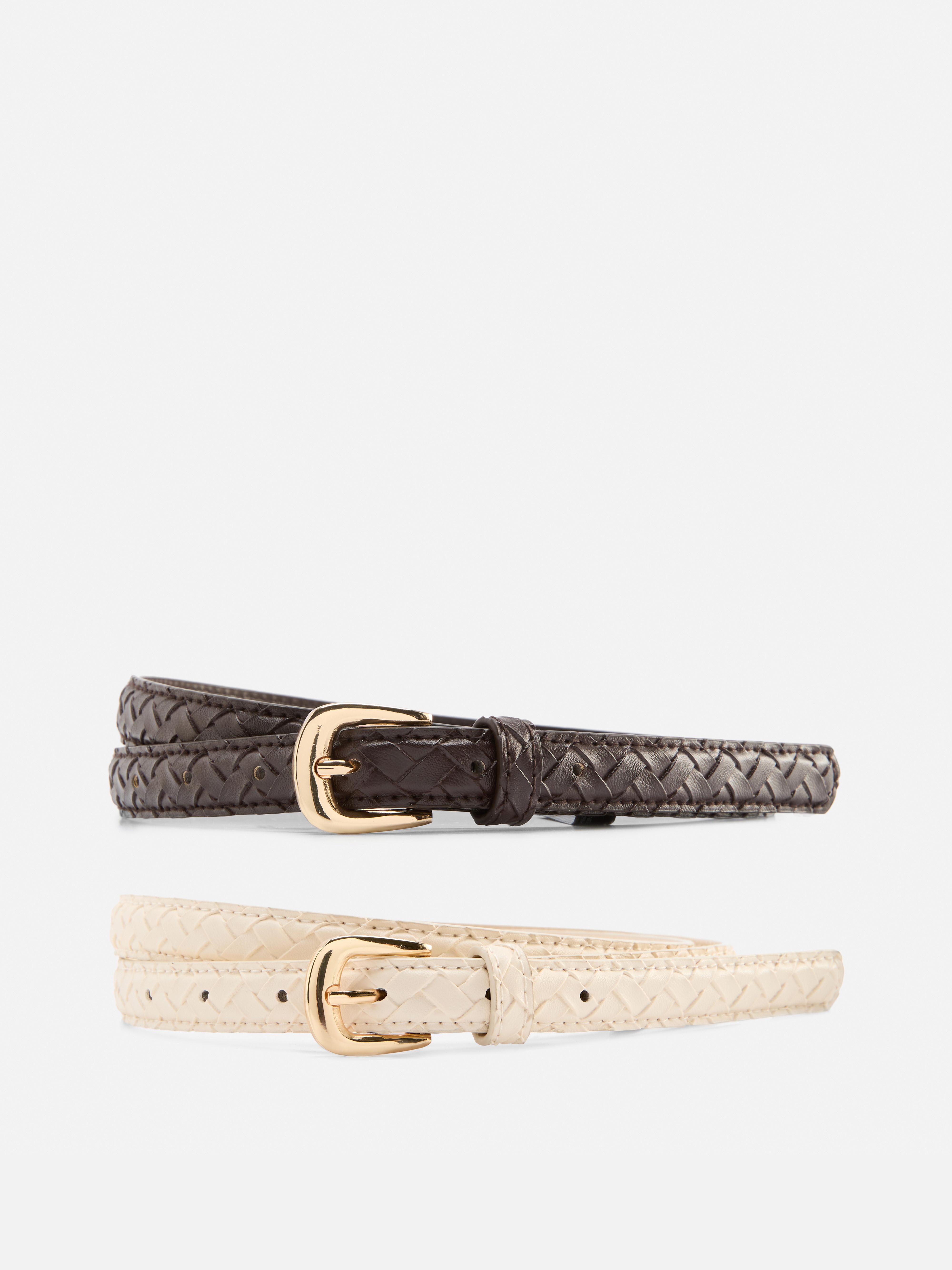 2pk Skinny Woven Belts