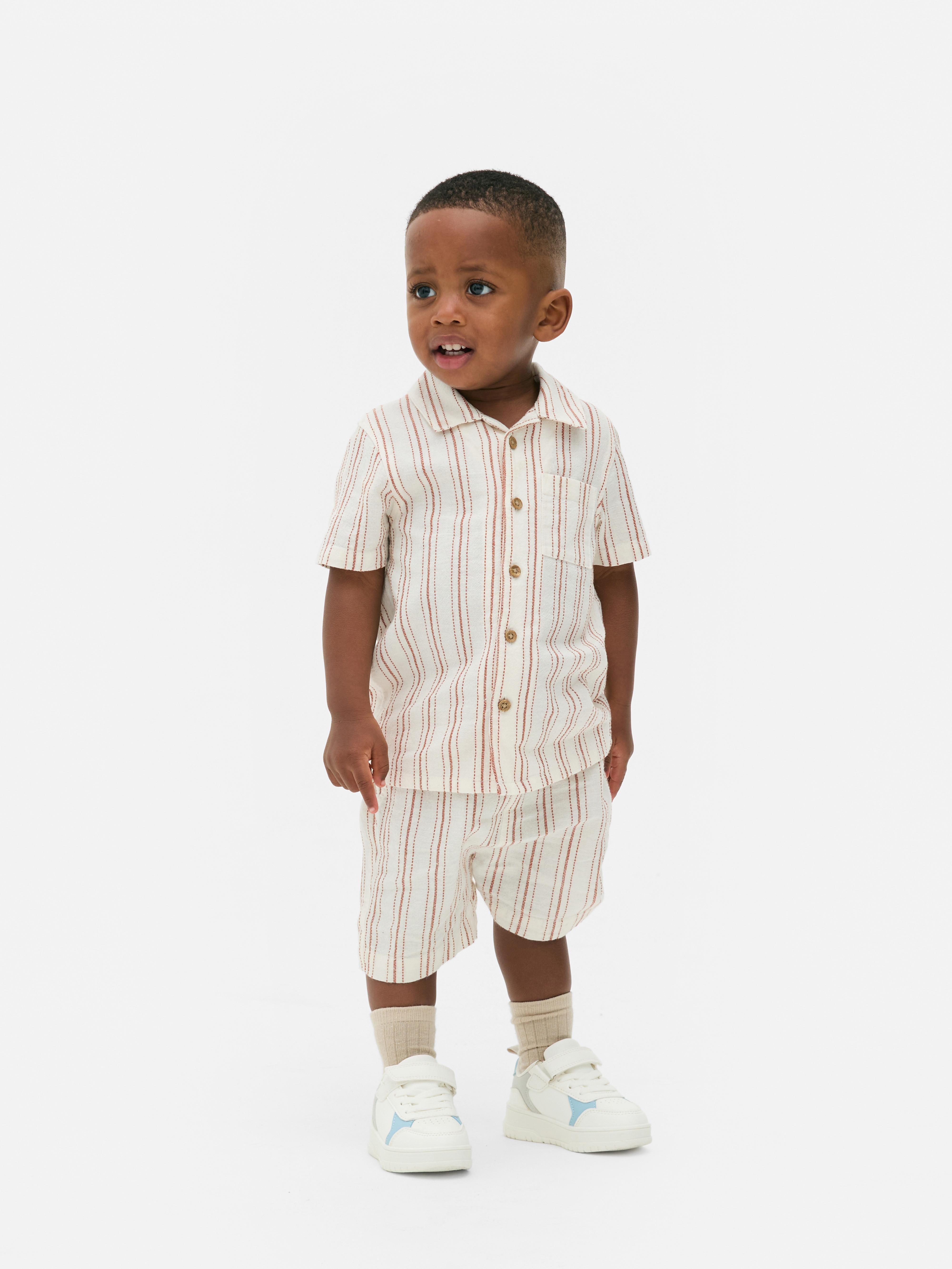 Conjunto camisa/calções riscas botões