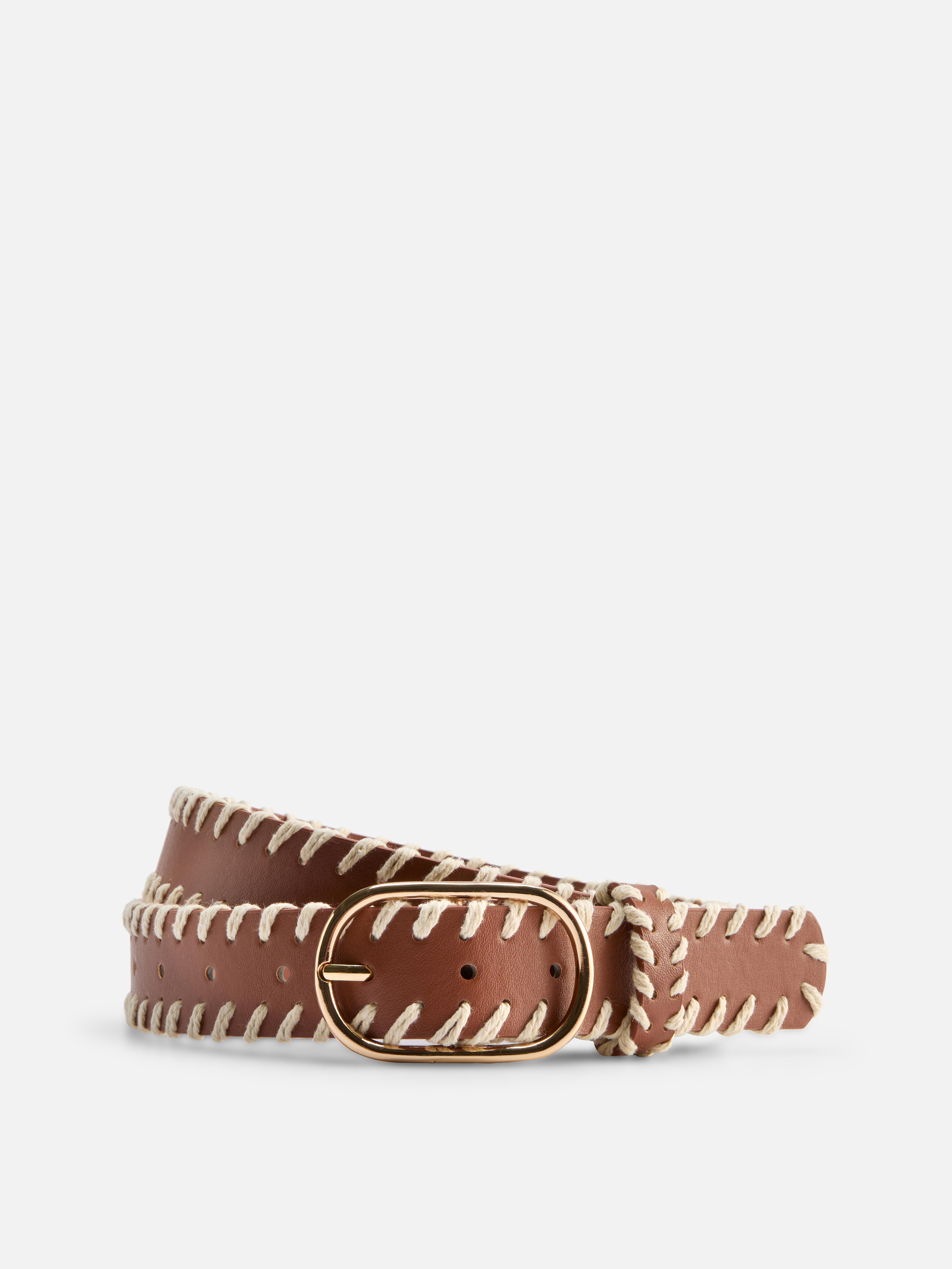 Ceinture en simili cuir à surpiqûres
