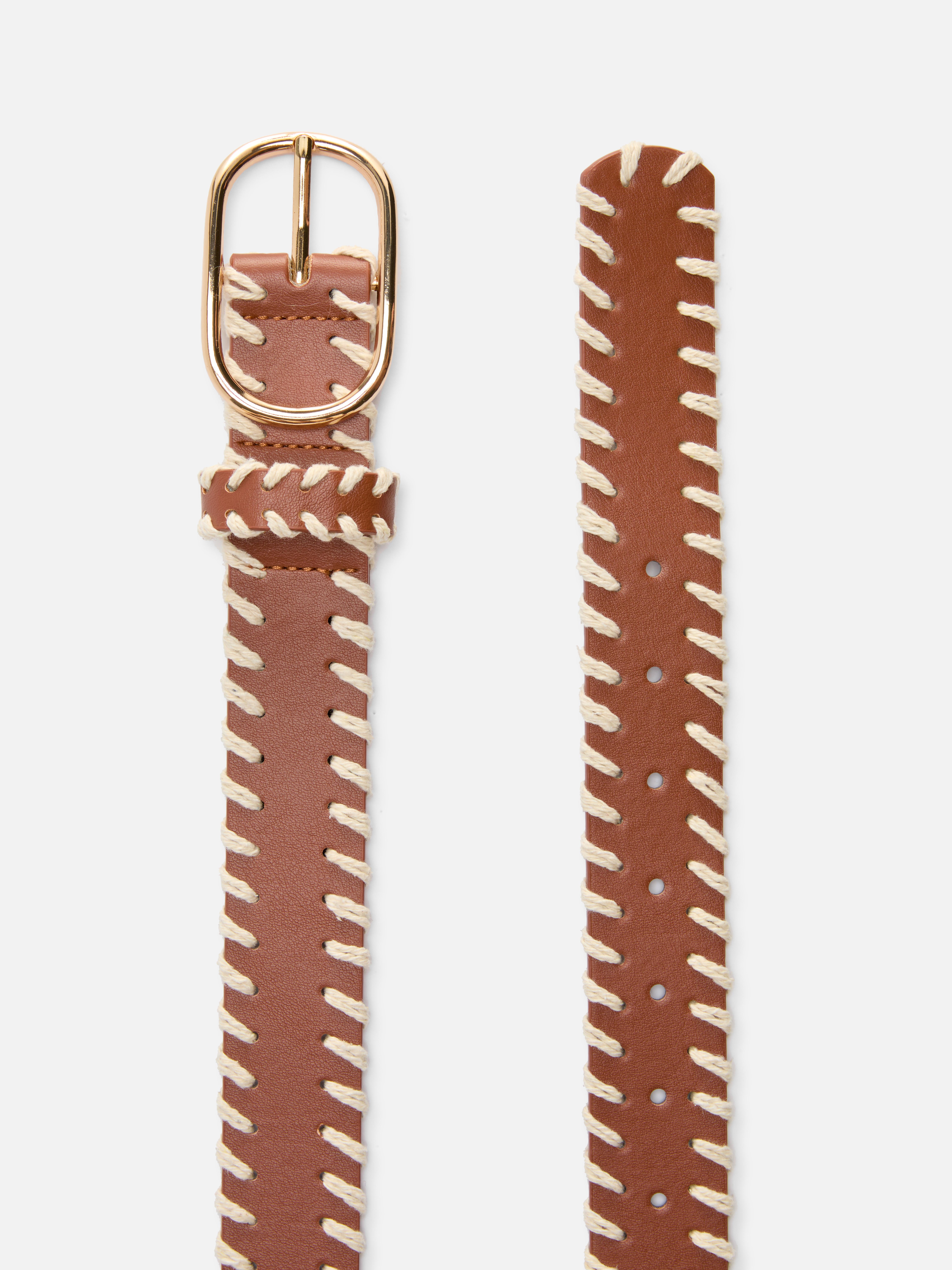 Ceinture en simili cuir à surpiqûres