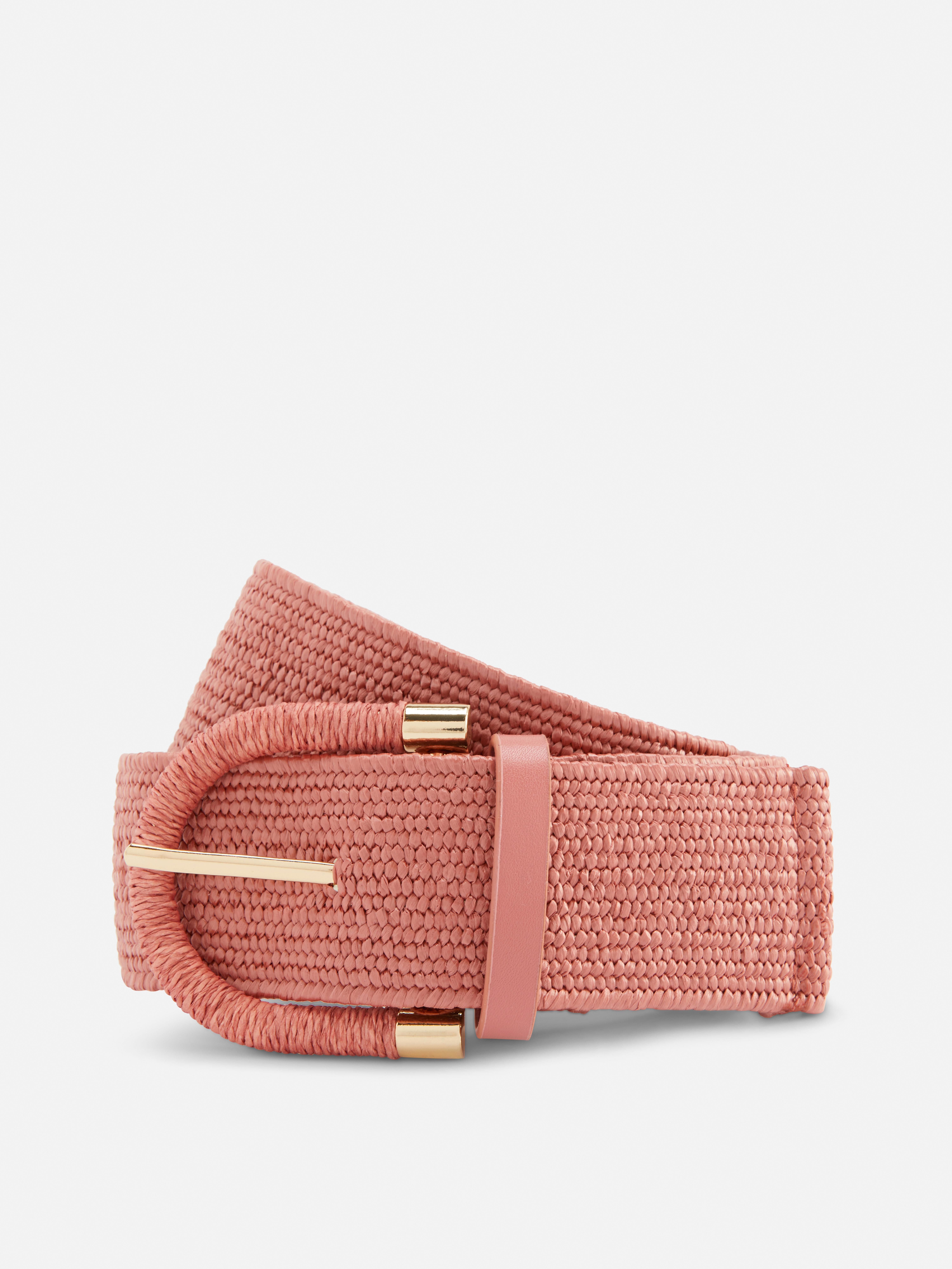 Ceinture en raphia avec détails métallisés