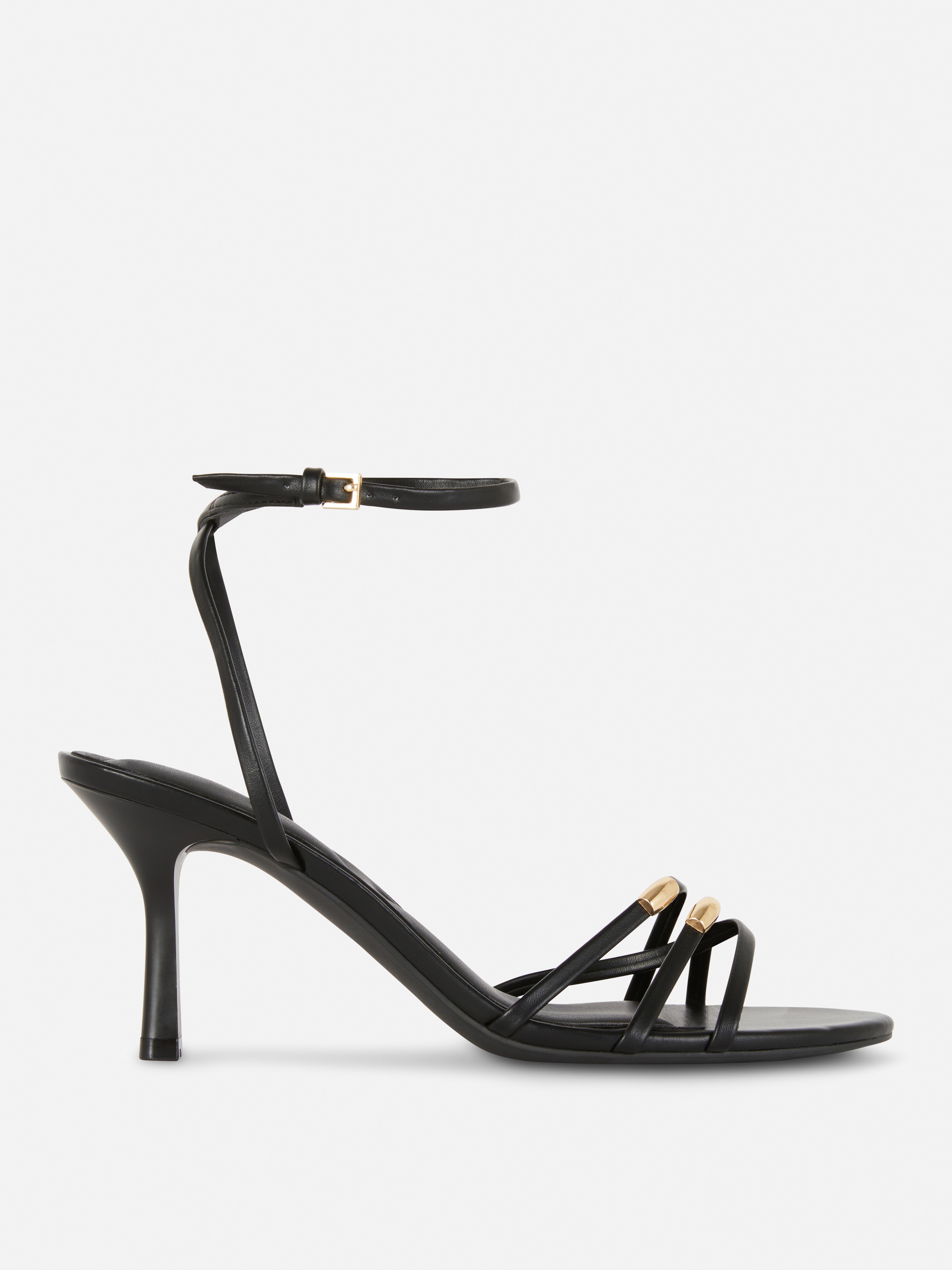 Strappy Metal Detail Heeled Sandals