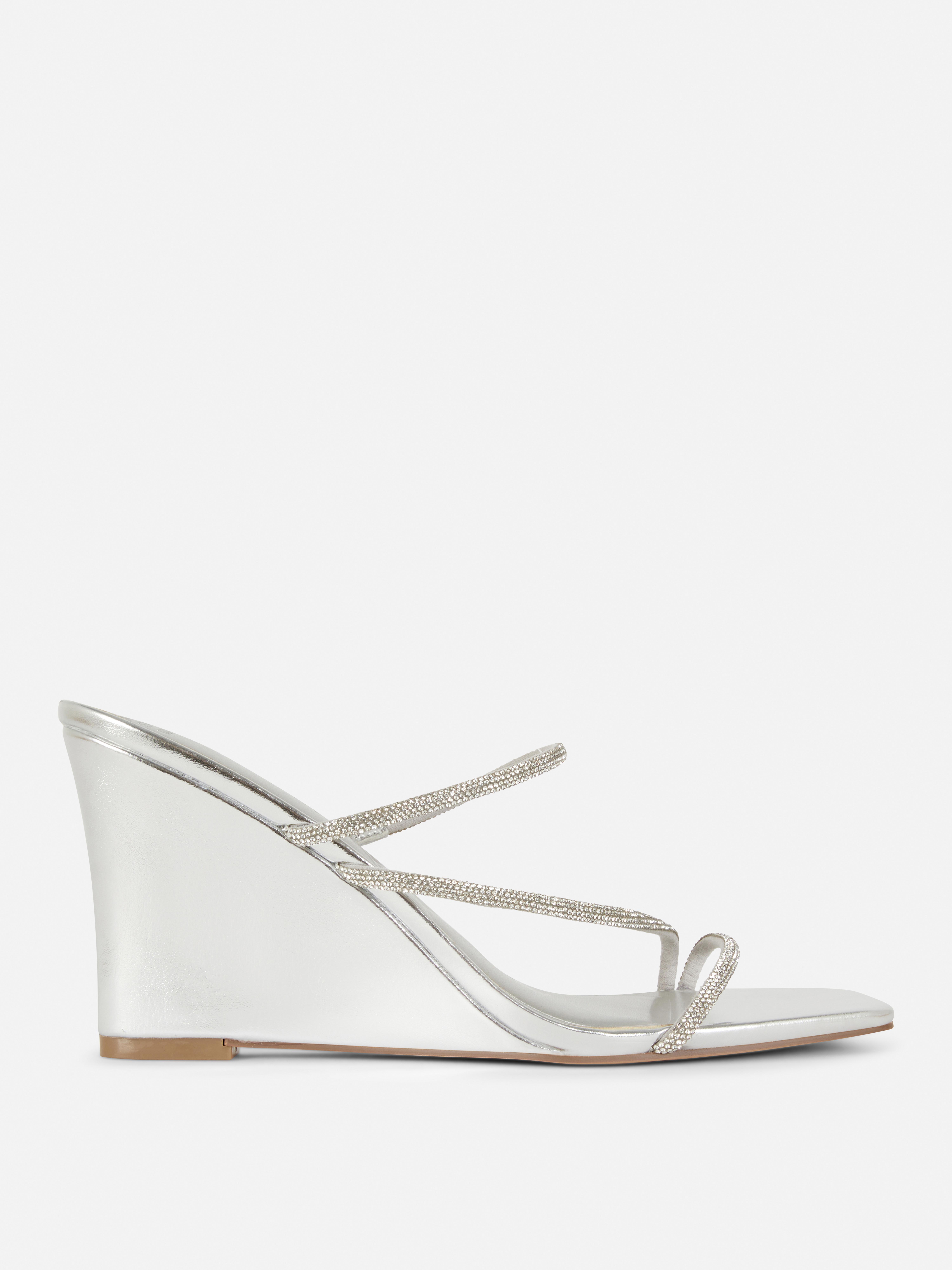 Silver Metallic Wedge Sandals