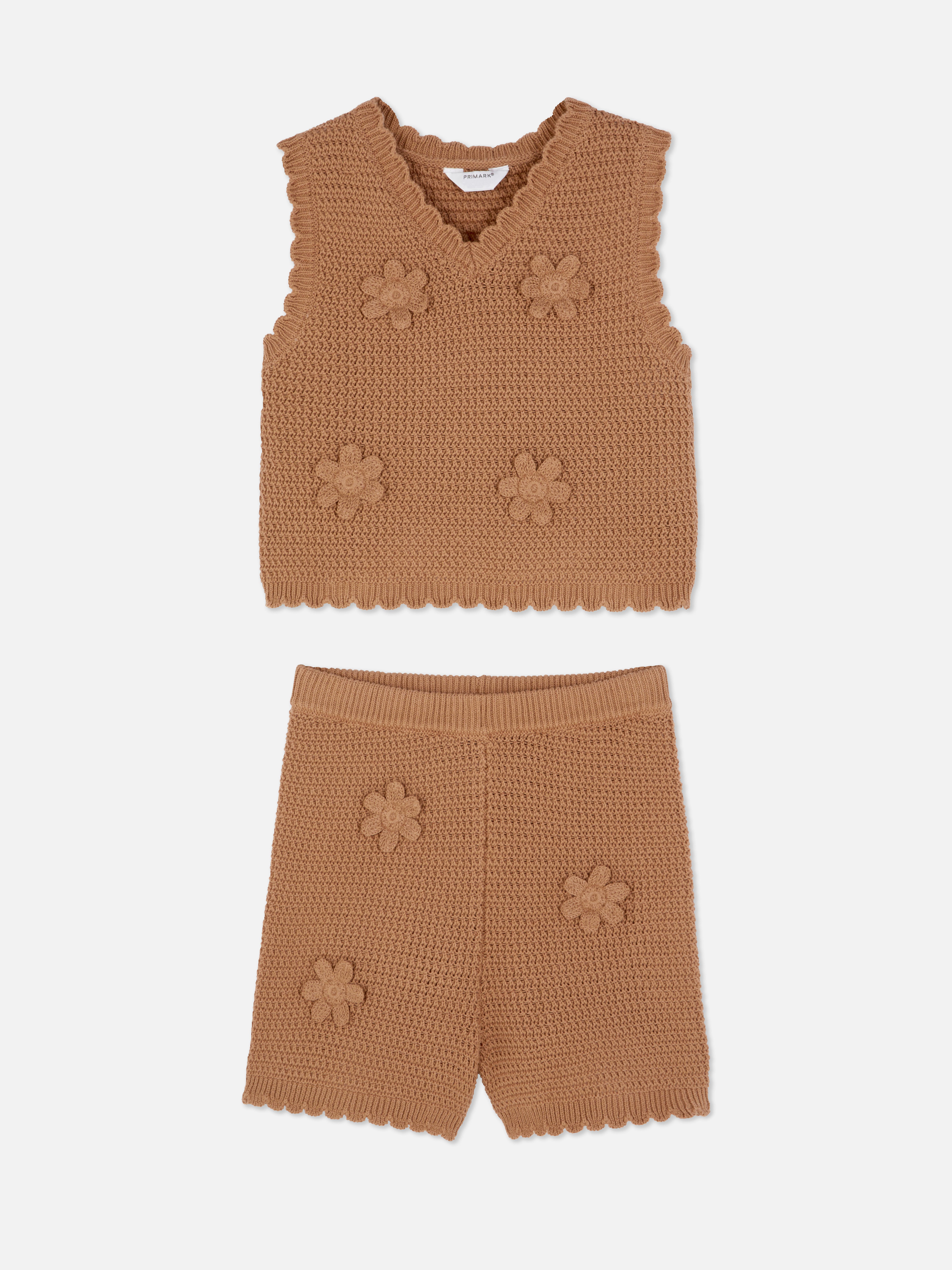 1.5-12yrs | Stacey Solomon Floral Crochet Vest and Shorts Set