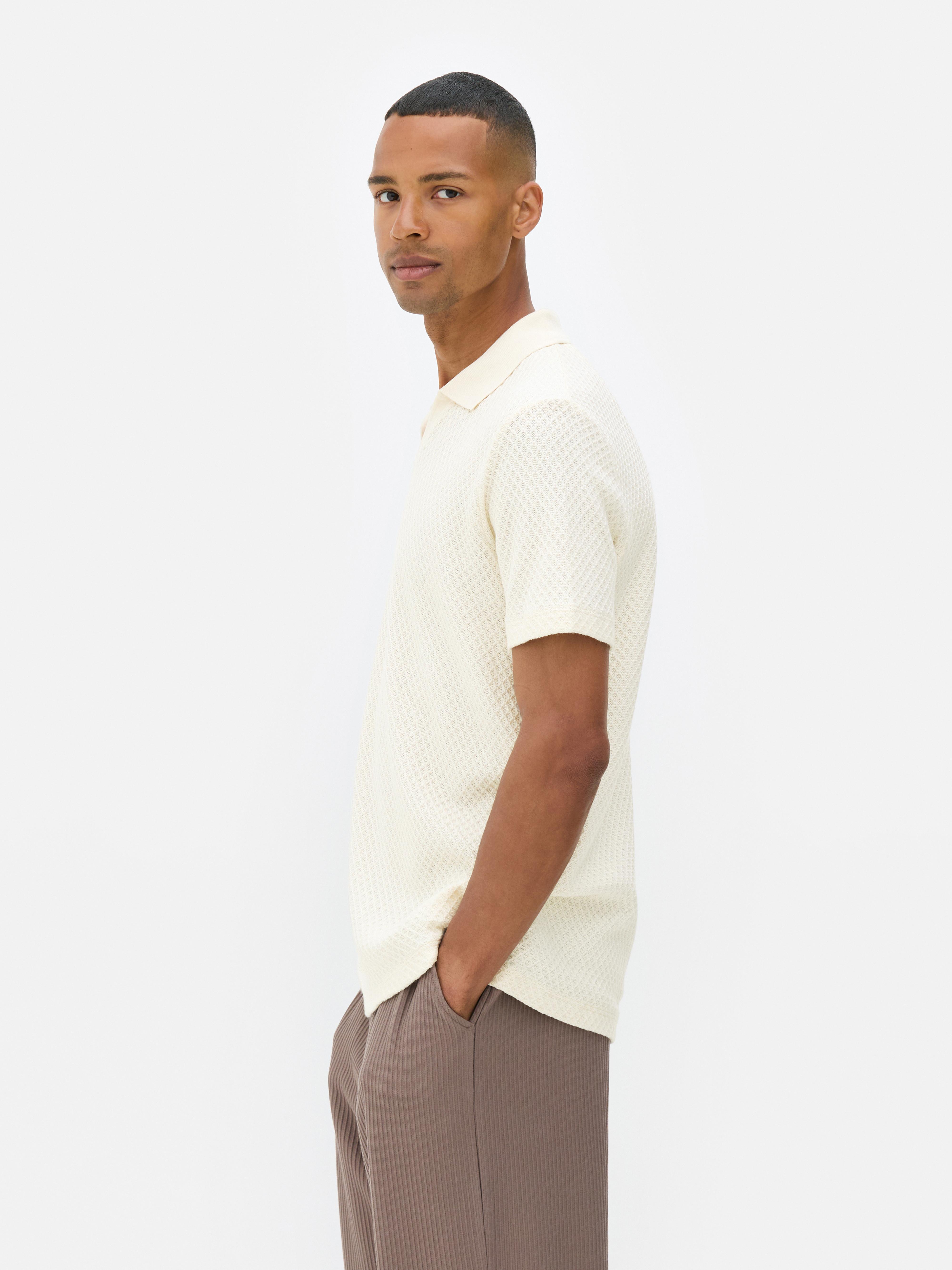 Polo en maille texturée