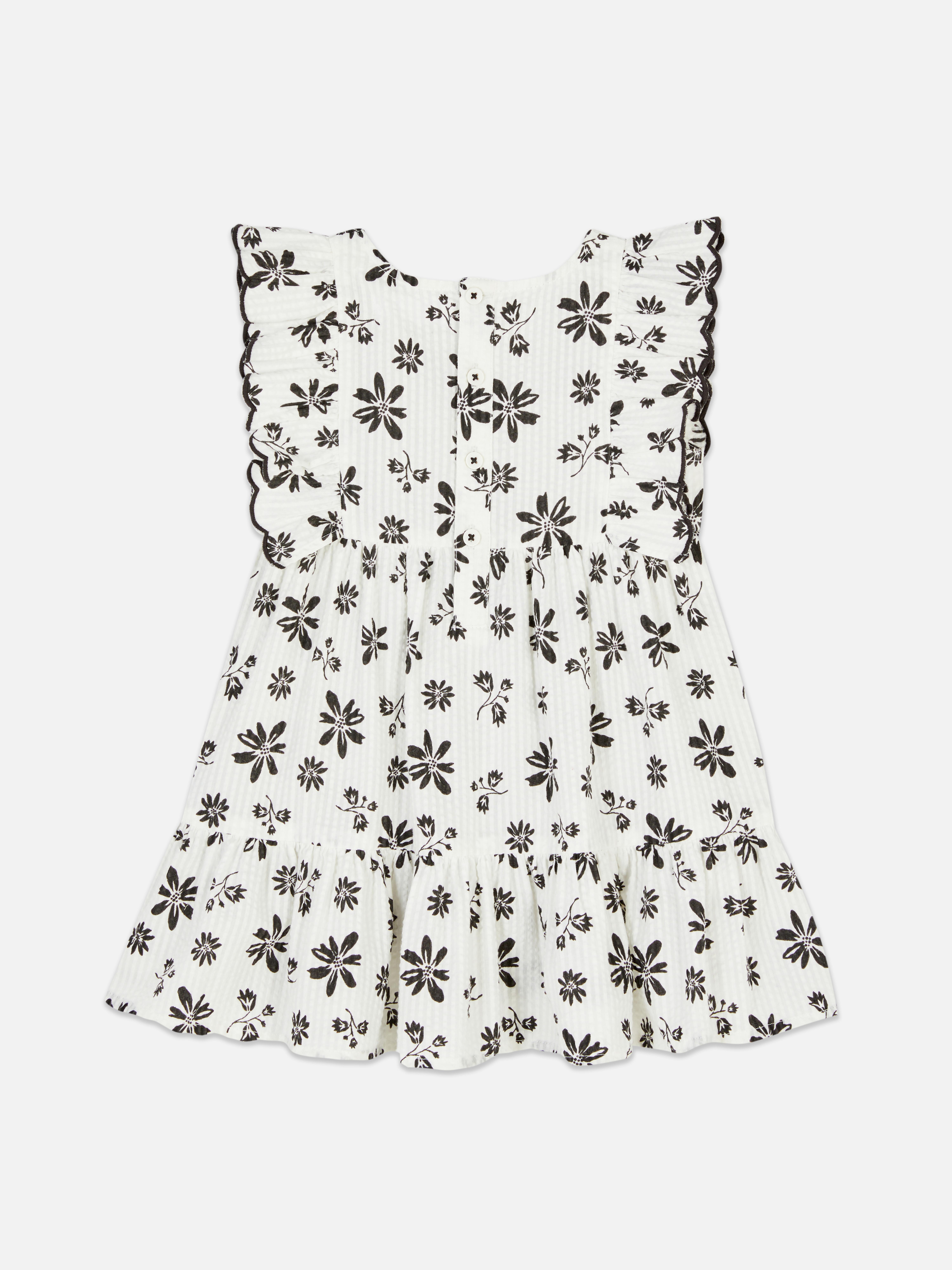 Geribde zomerjurk met ruchemouwen