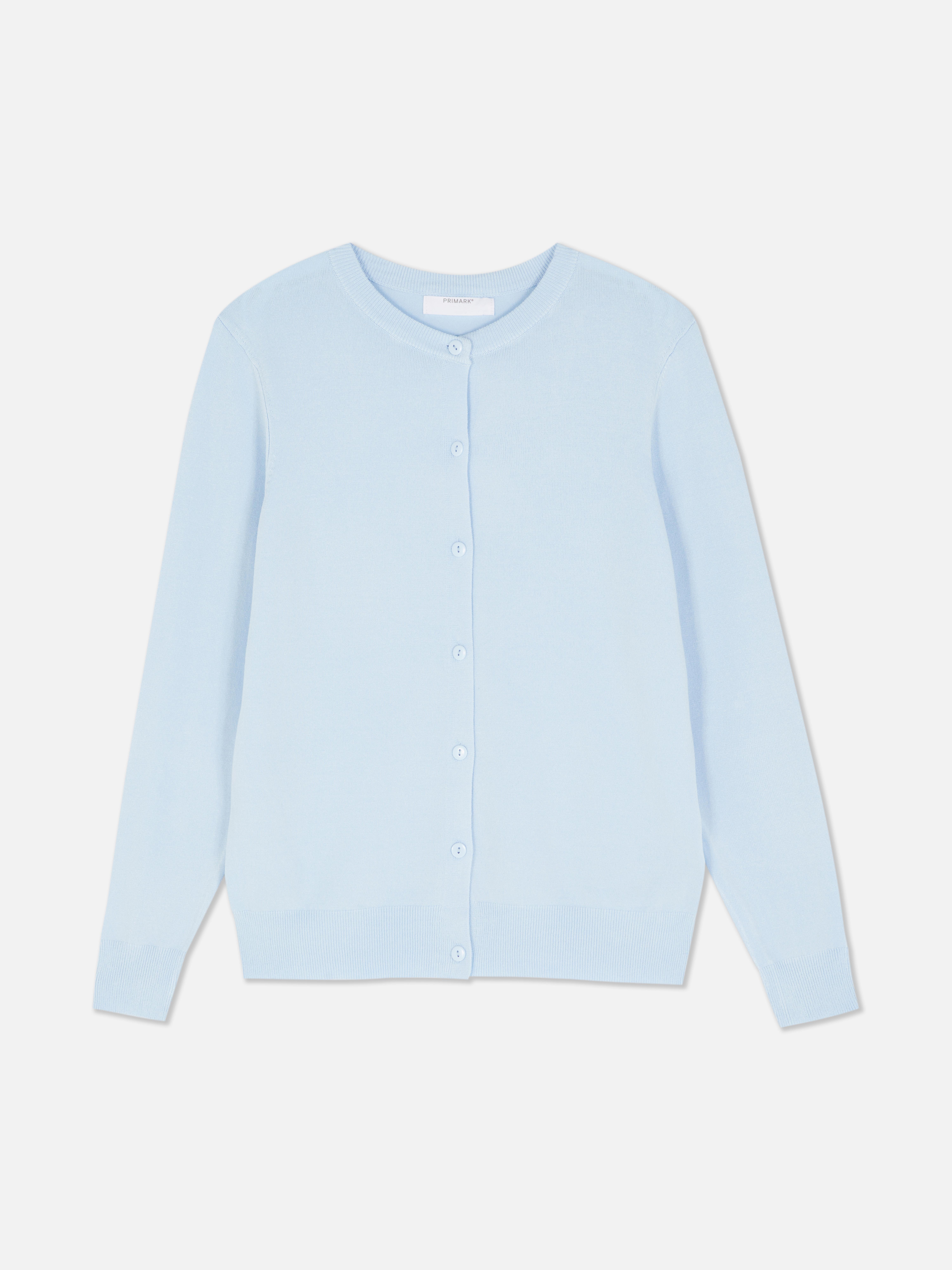 Crew Neck Cardigan Light Blue