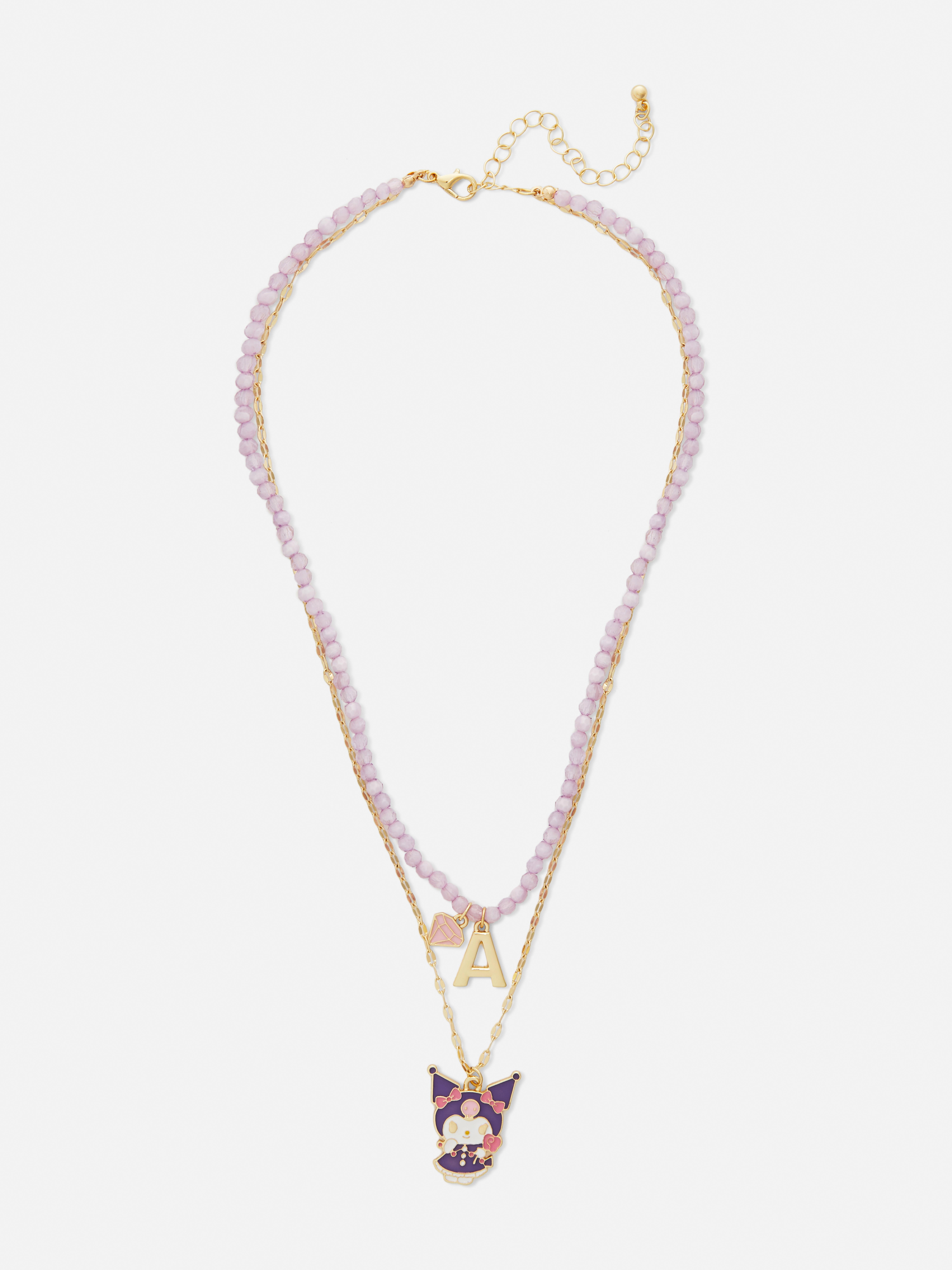 Collier double avec initiale Hello Kitty Kuromi