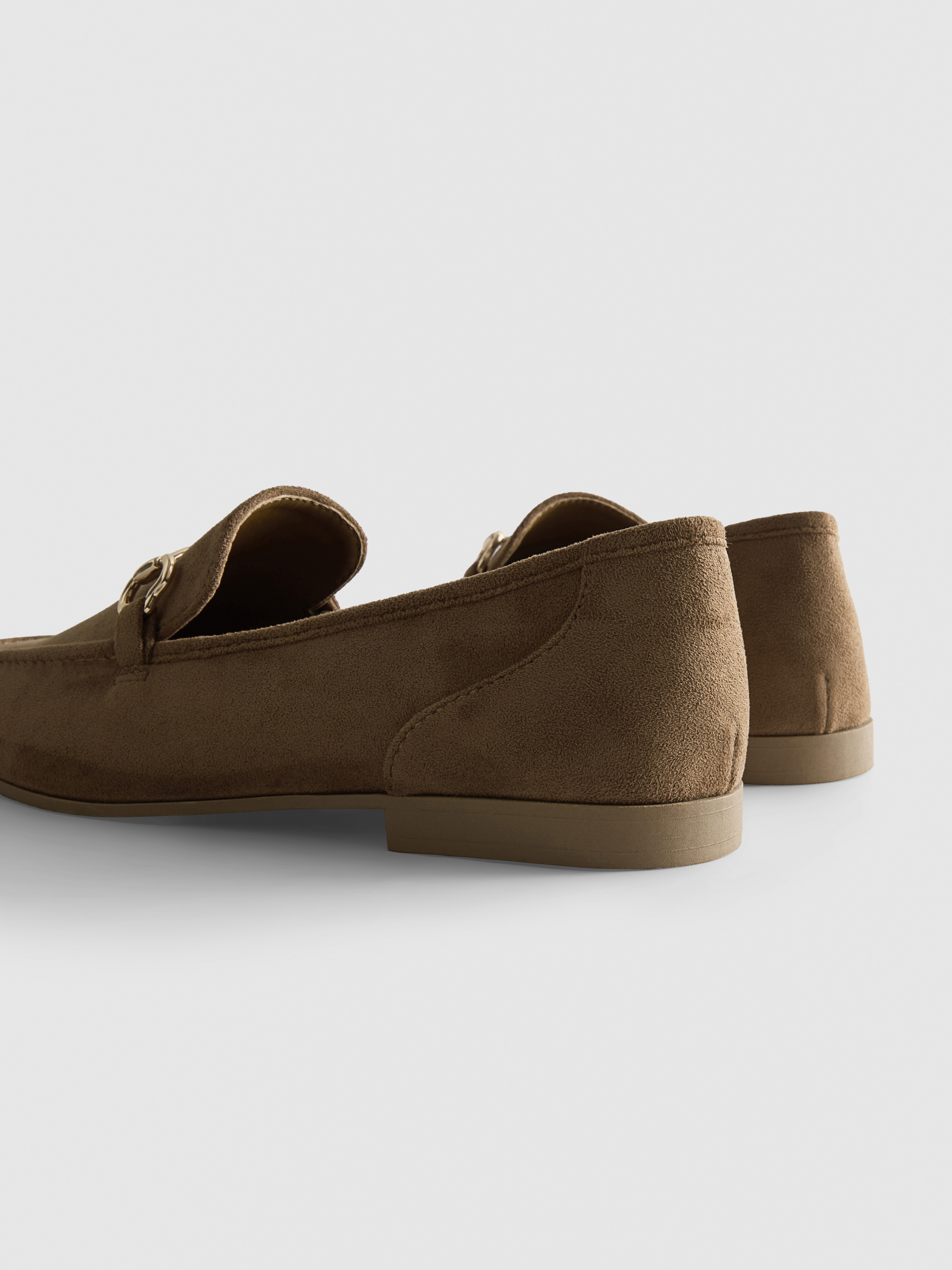 Faux Suede Snaffle Buckle Loafers