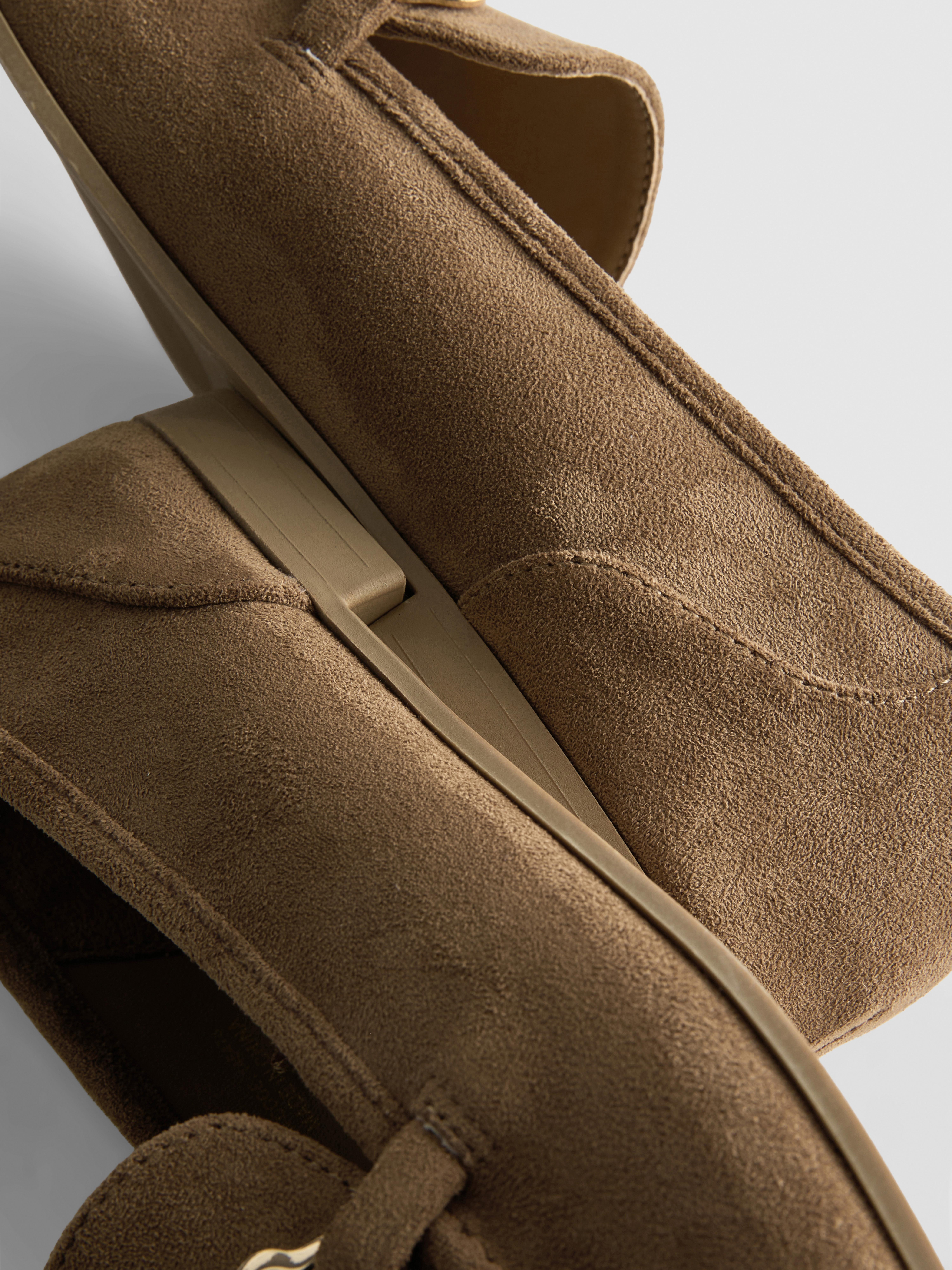 Faux Suede Snaffle Buckle Loafers