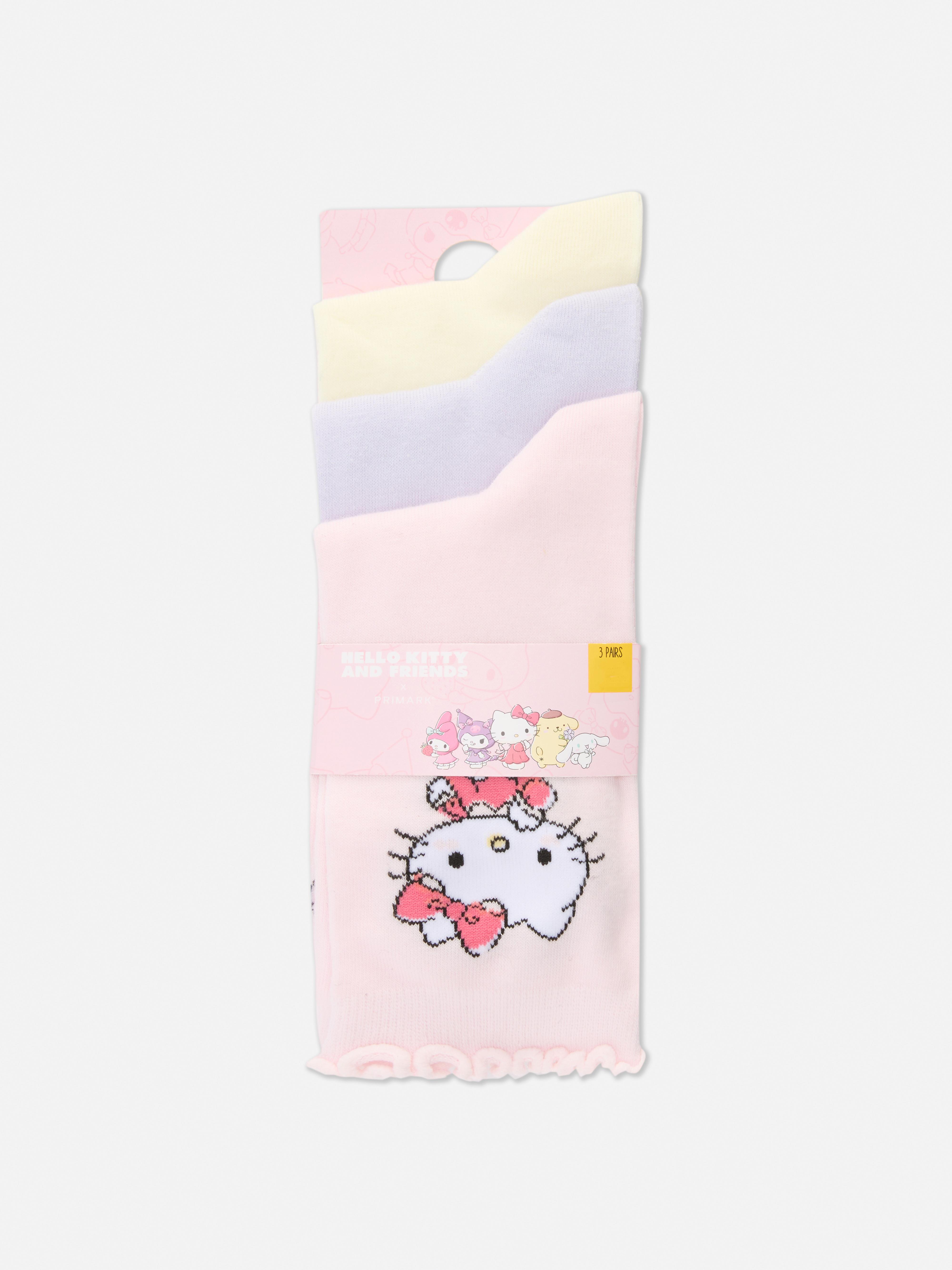 Pack 3 pares meias cano médio personagens Hello Kitty