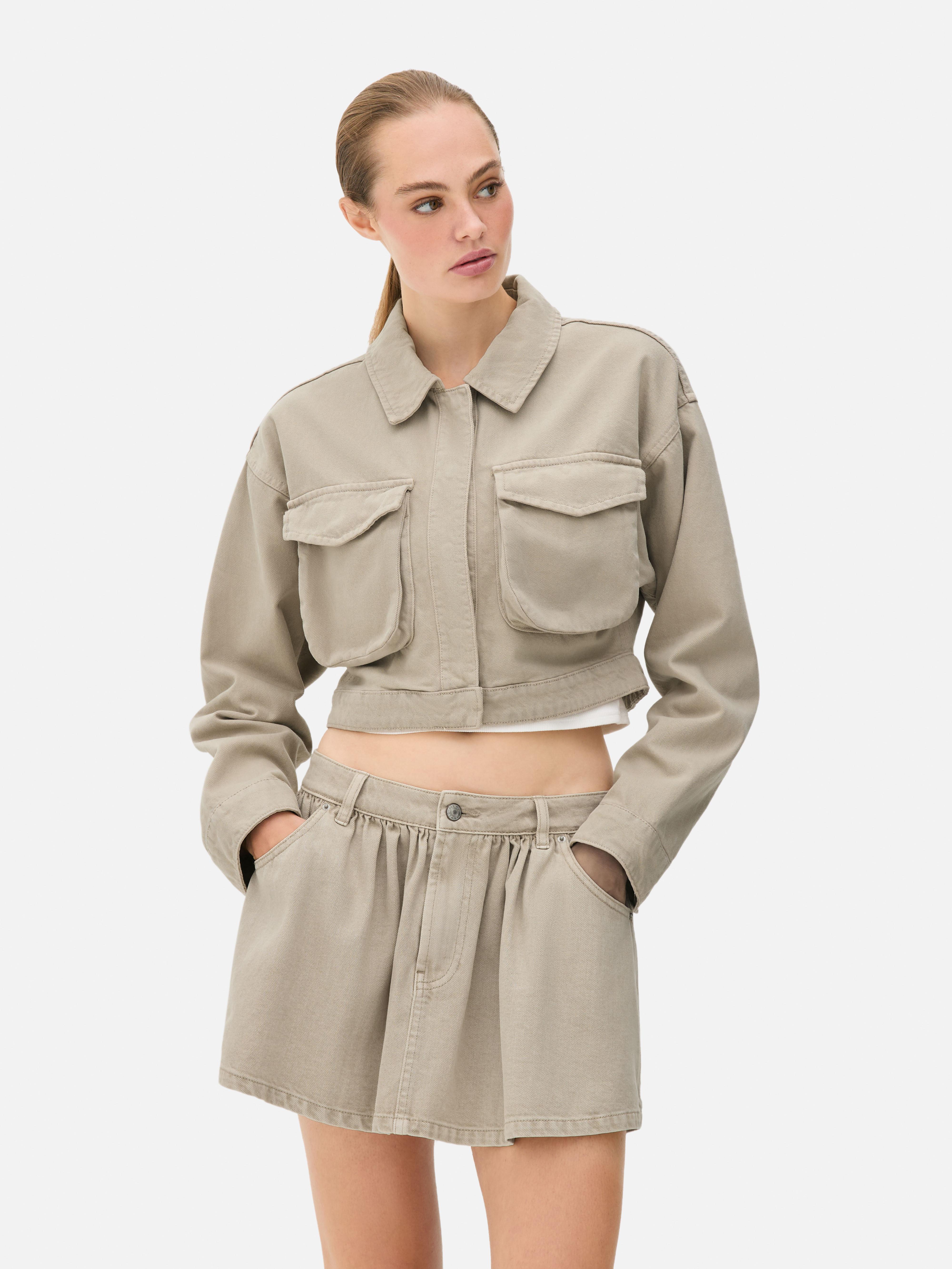 Cropped Cotton Utility Jacket