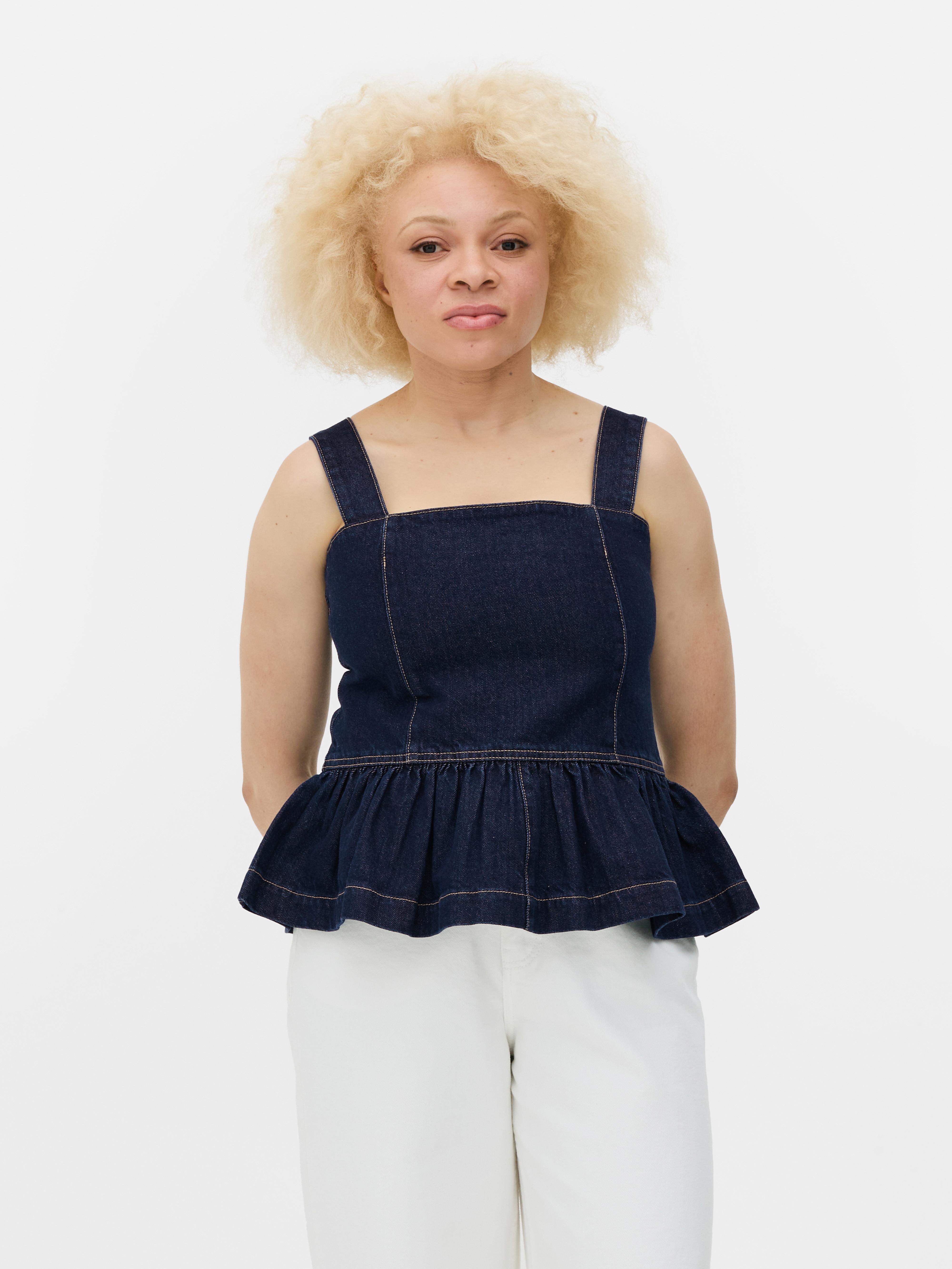 Denim-Top mit Schößchen