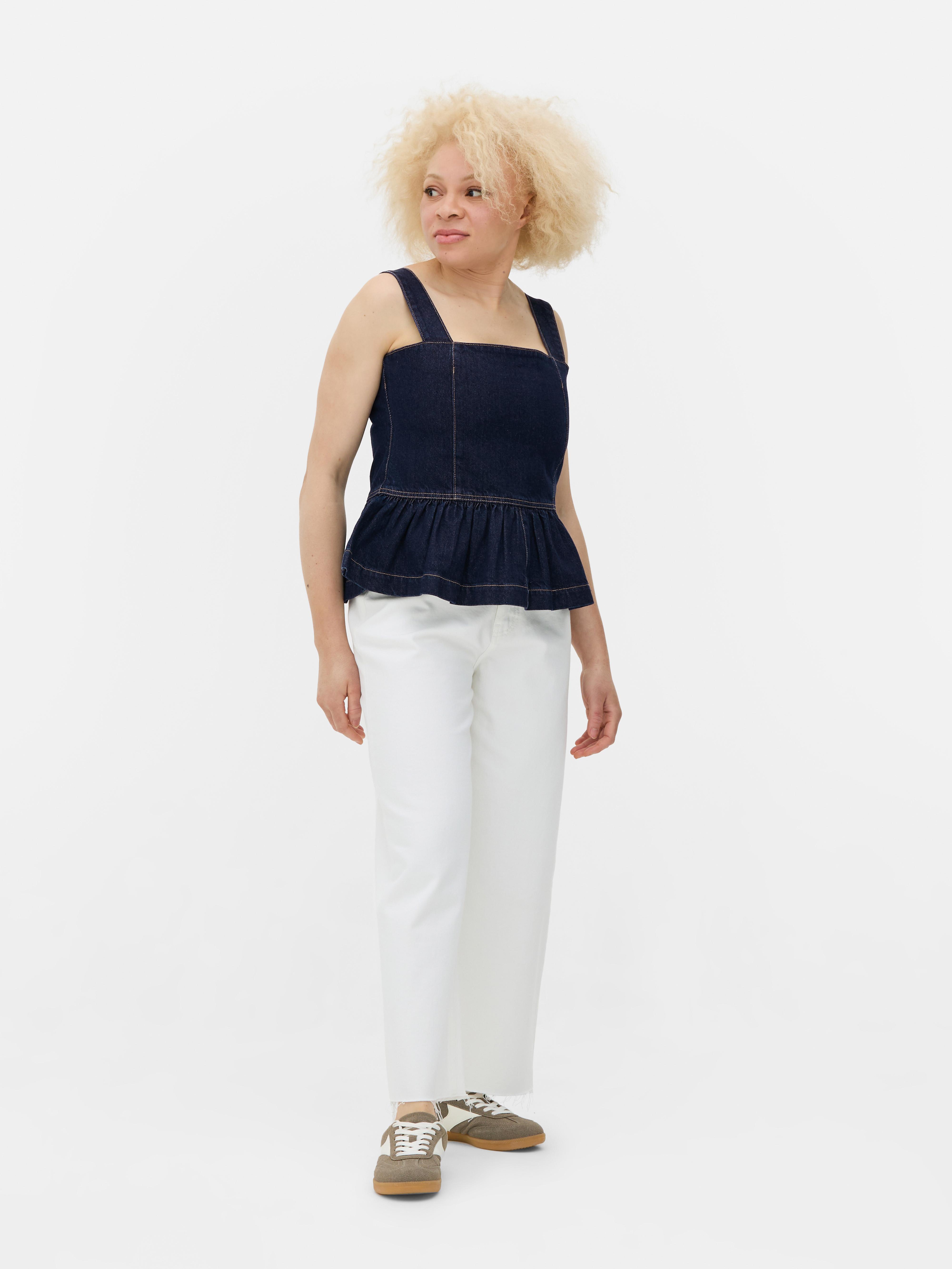 Denim-Top mit Schößchen