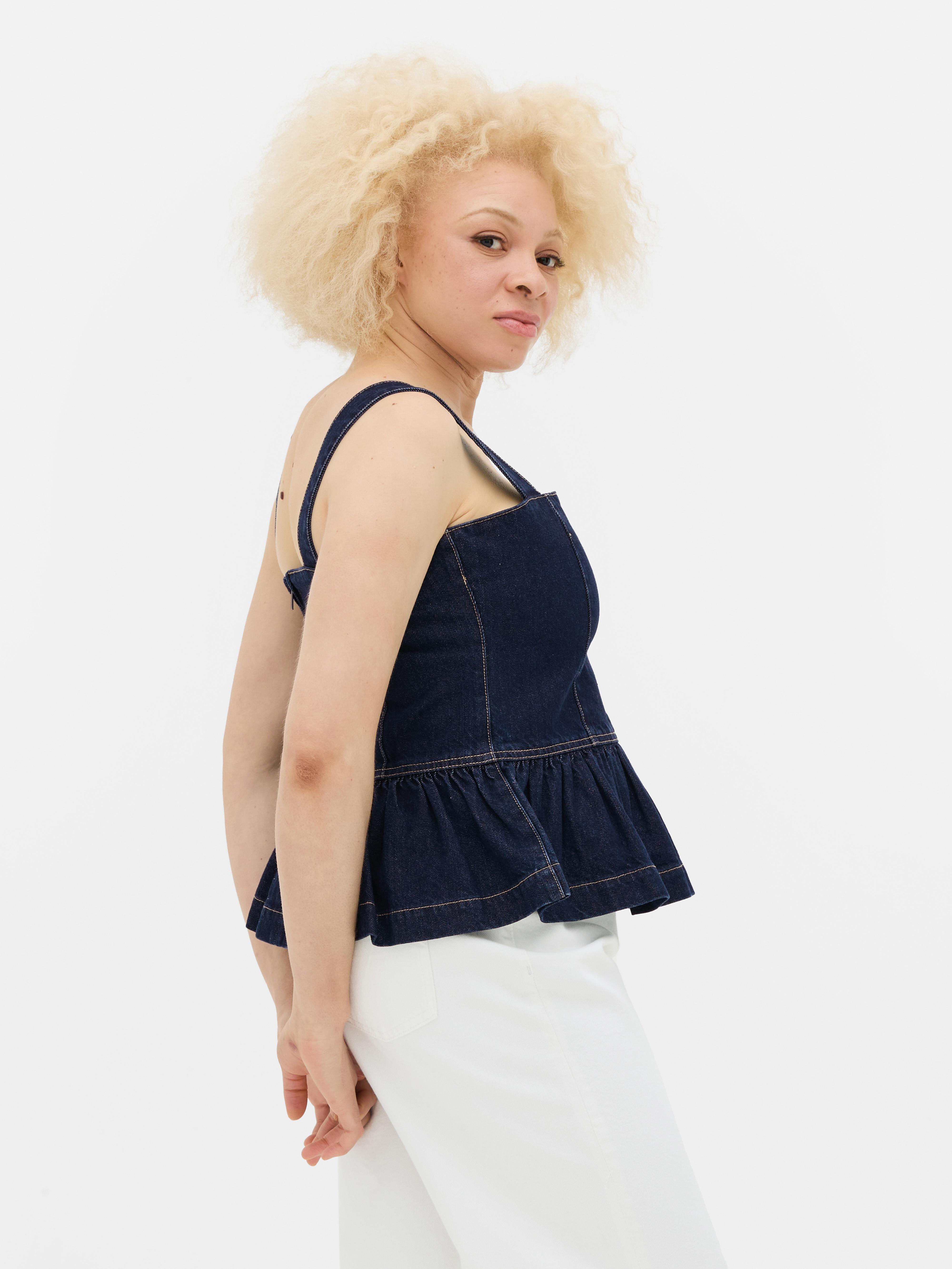 Denim-Top mit Schößchen