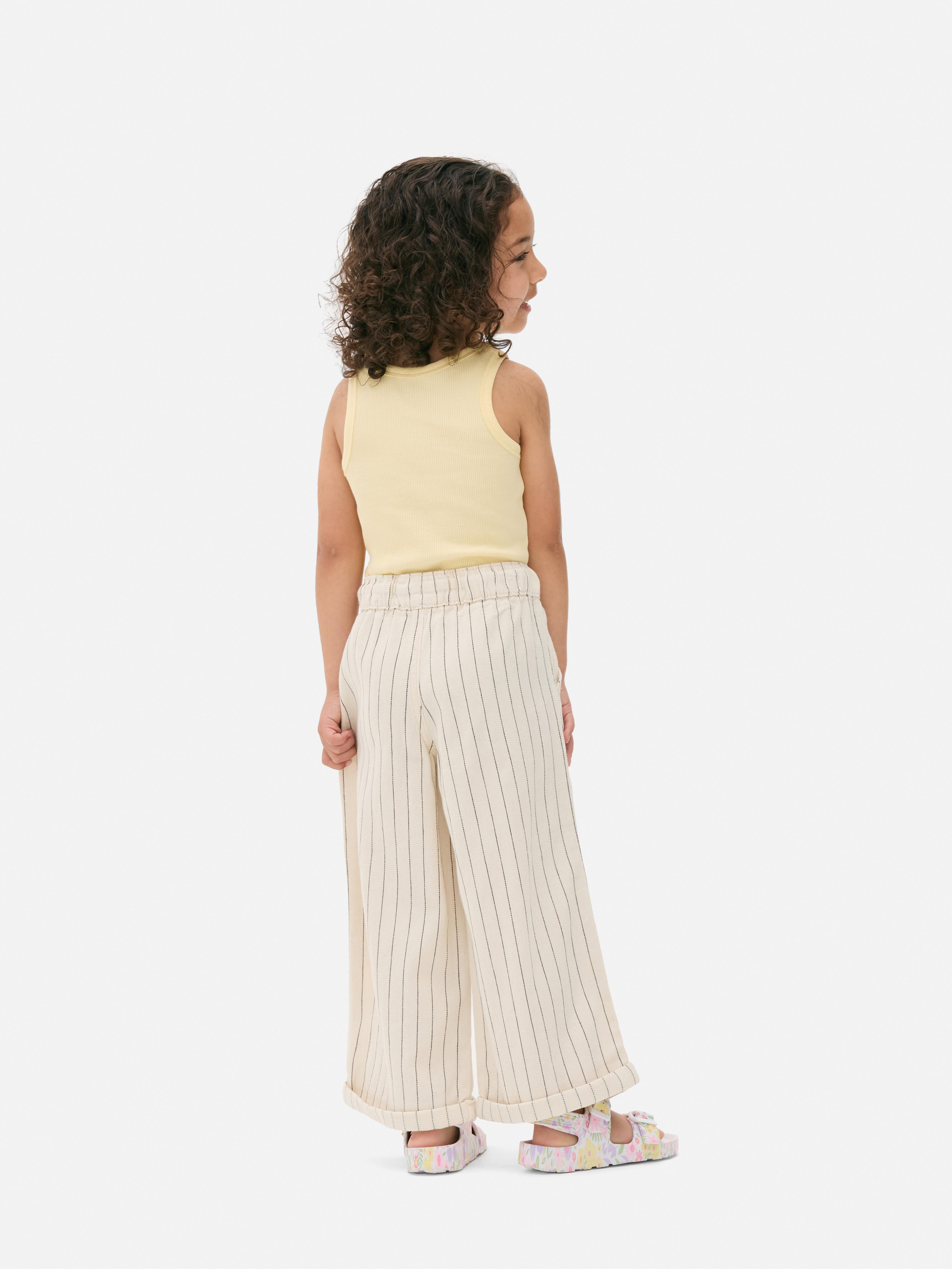 Stripe Herringbone Wide Leg Trousers