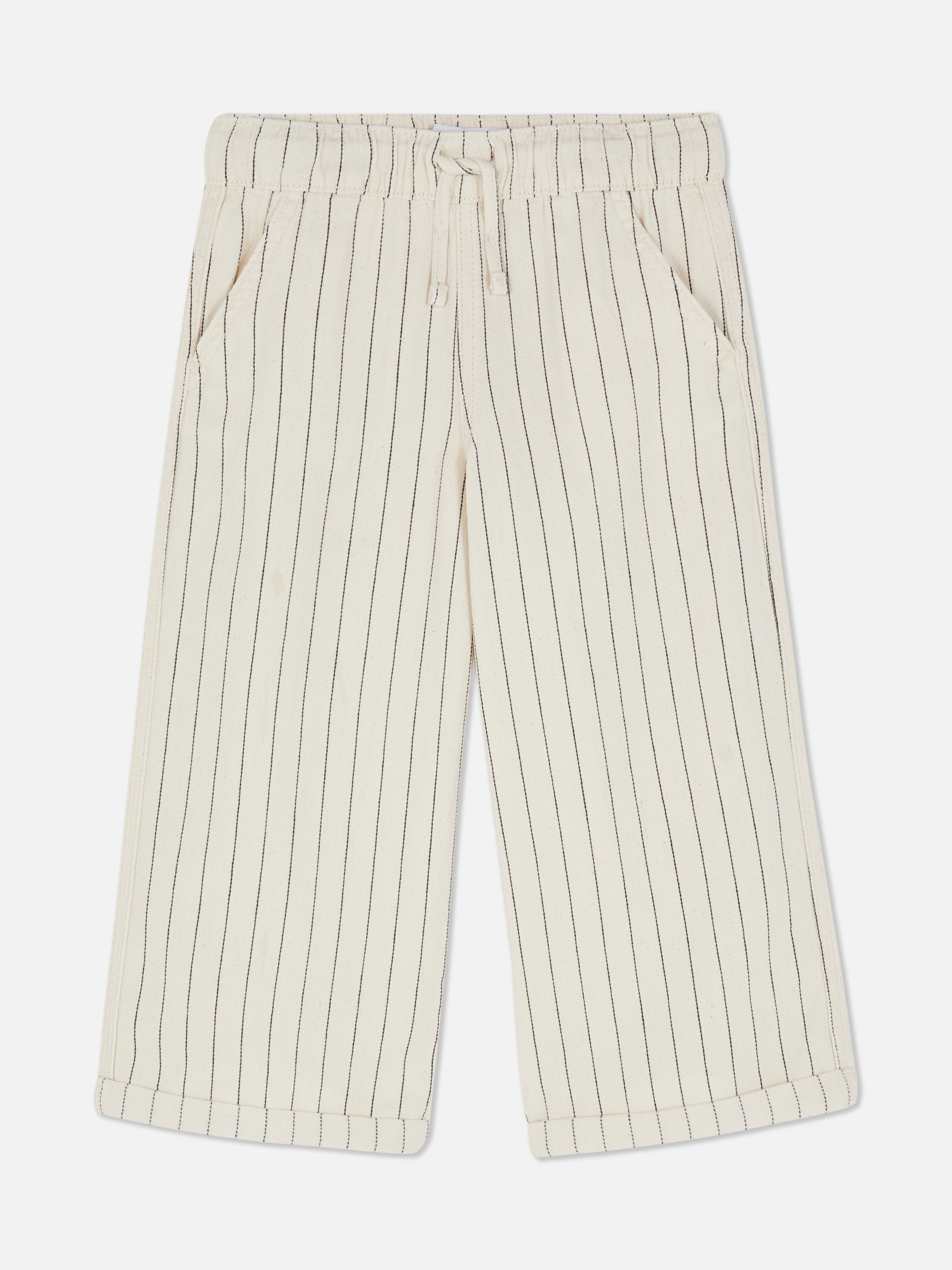 Striped Herringbone Wide Leg Pants