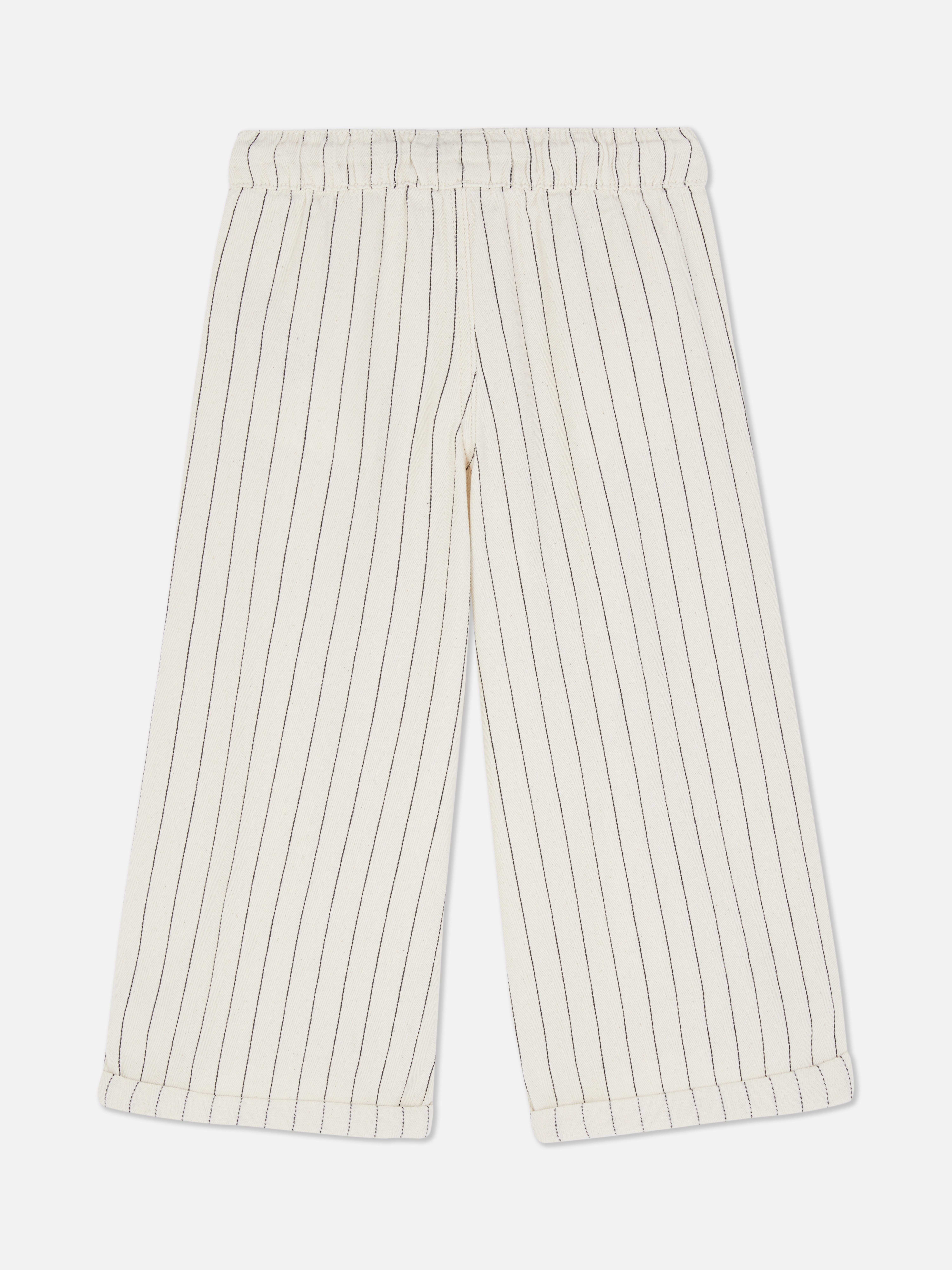 Stripe Herringbone Wide Leg Trousers